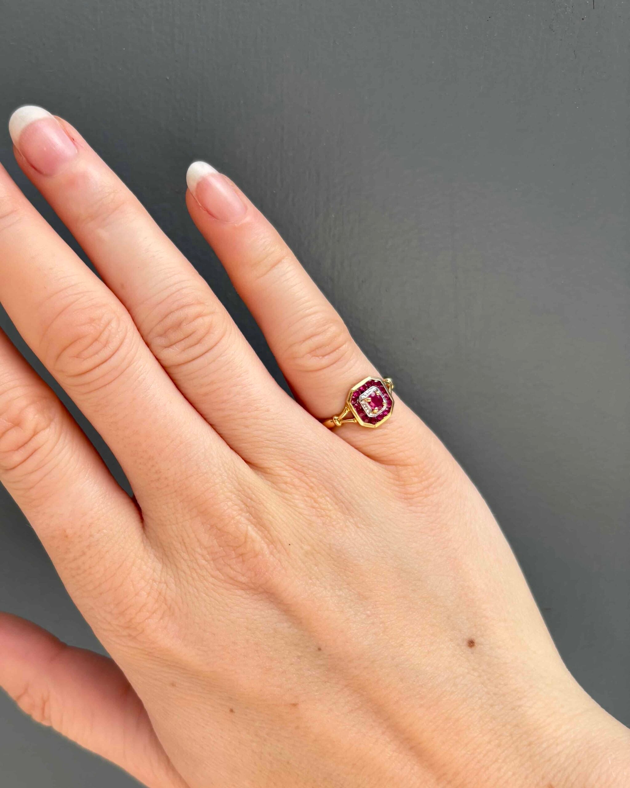 Bague Style Art-Déco Rubis "Angèle" - Elliade Paris