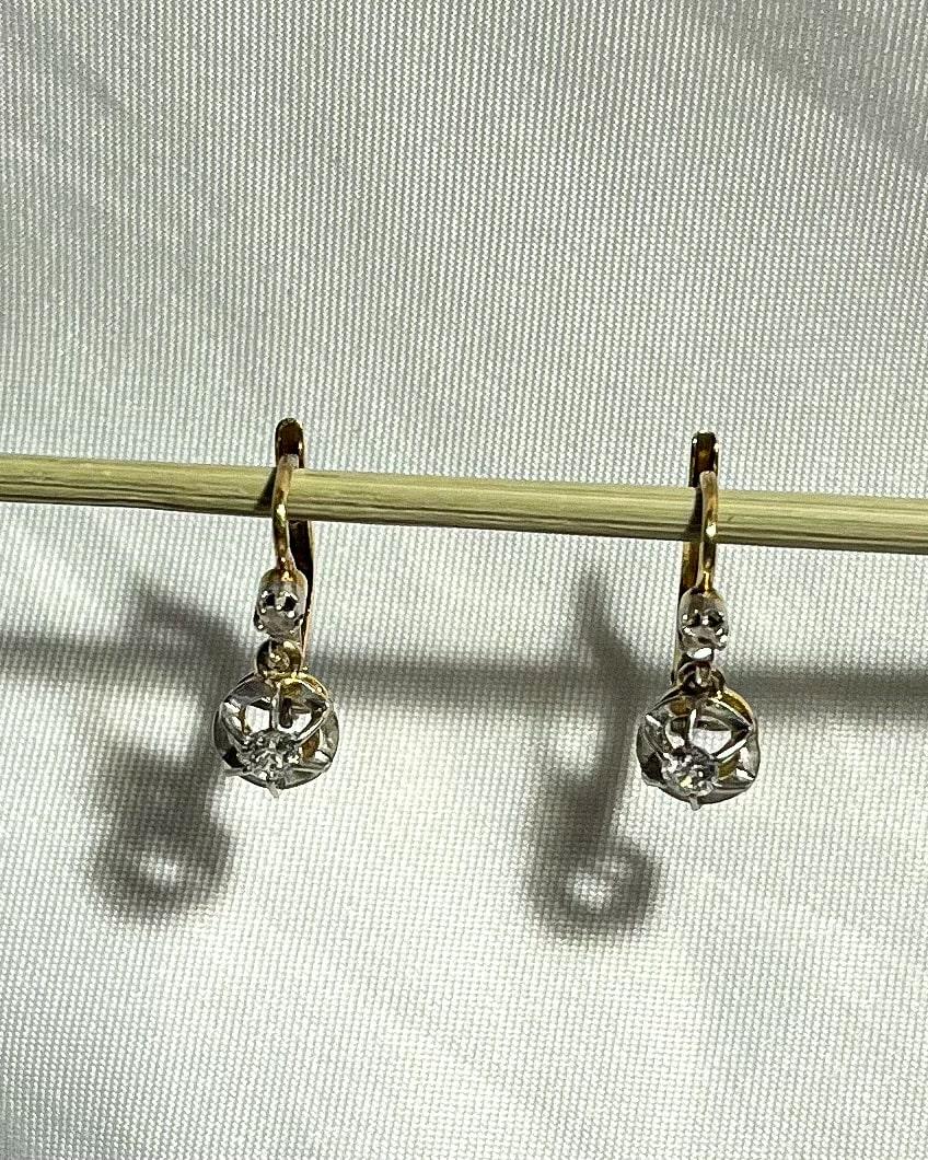 Dormeuses Diamants et Or vintage "Athénaïs"