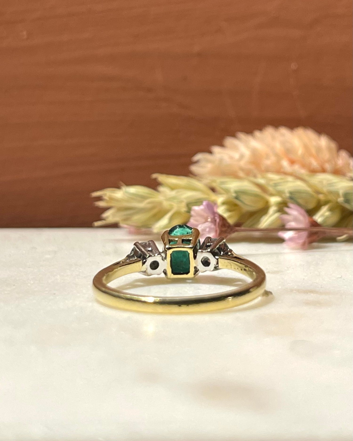 0.50 carat Emerald & Diamond Trilogy Ring "Valentine"