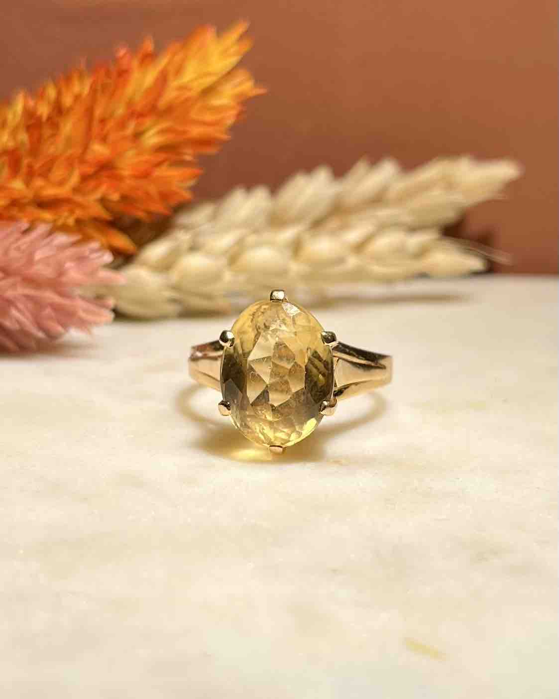 Bague vintage citrine "Ondine"