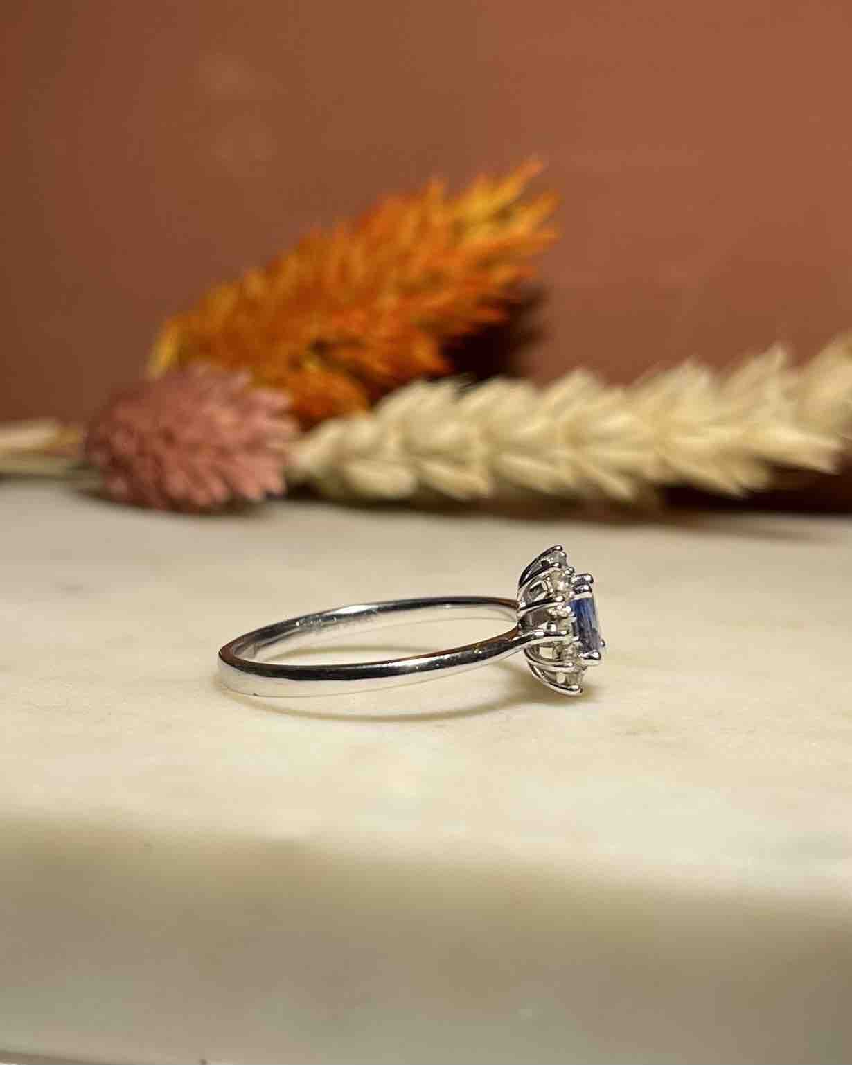 "Nine" Sapphire & Diamond Daisy Ring