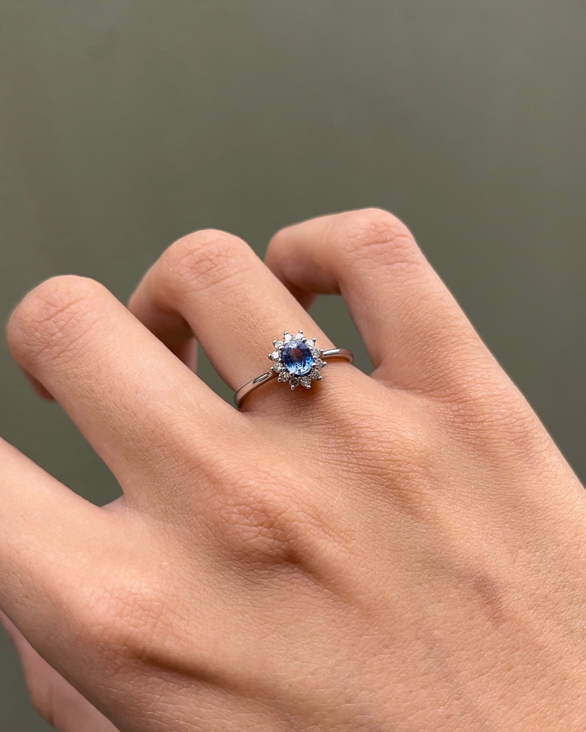 "Nine" Sapphire & Diamond Daisy Ring