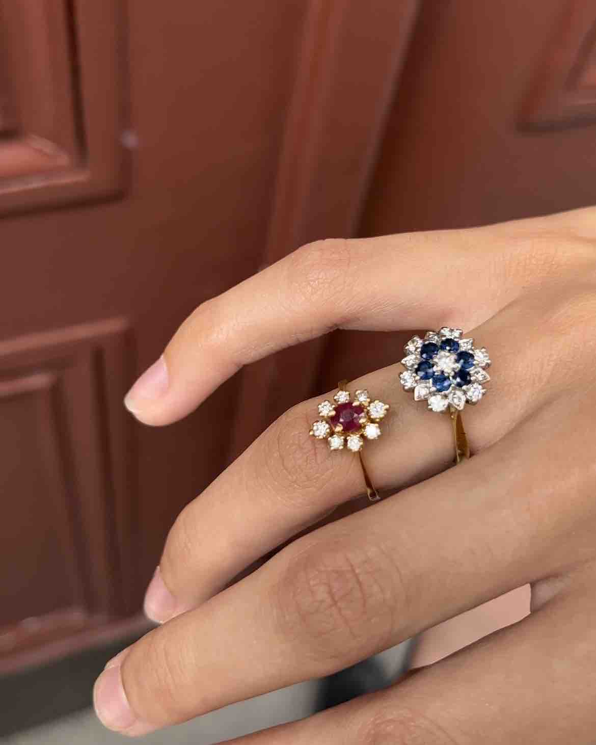"Anaëlle" Ruby & Diamond Daisy Ring