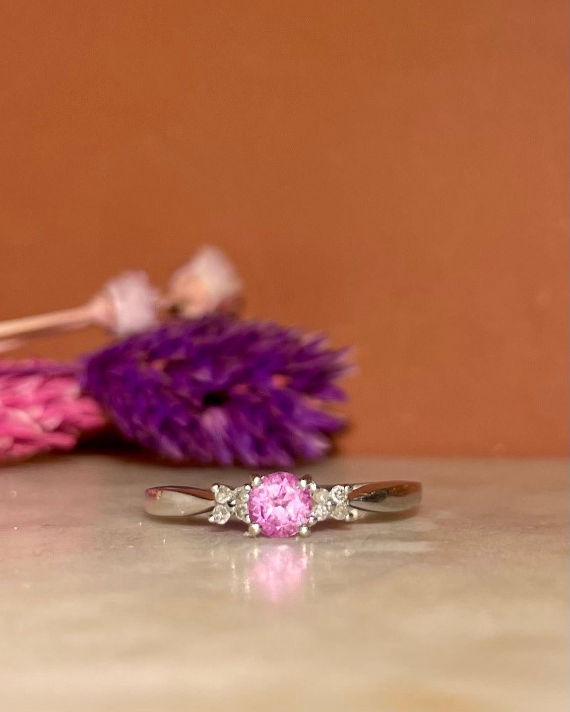 Bague trilogie Saphir Rose et Diamants "Nohia" - Elliade Paris