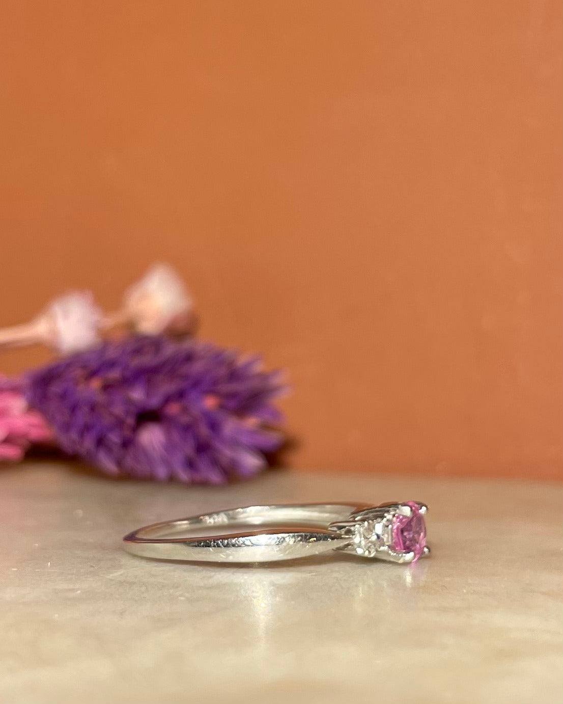 Bague trilogie Saphir Rose et Diamants "Nohia"