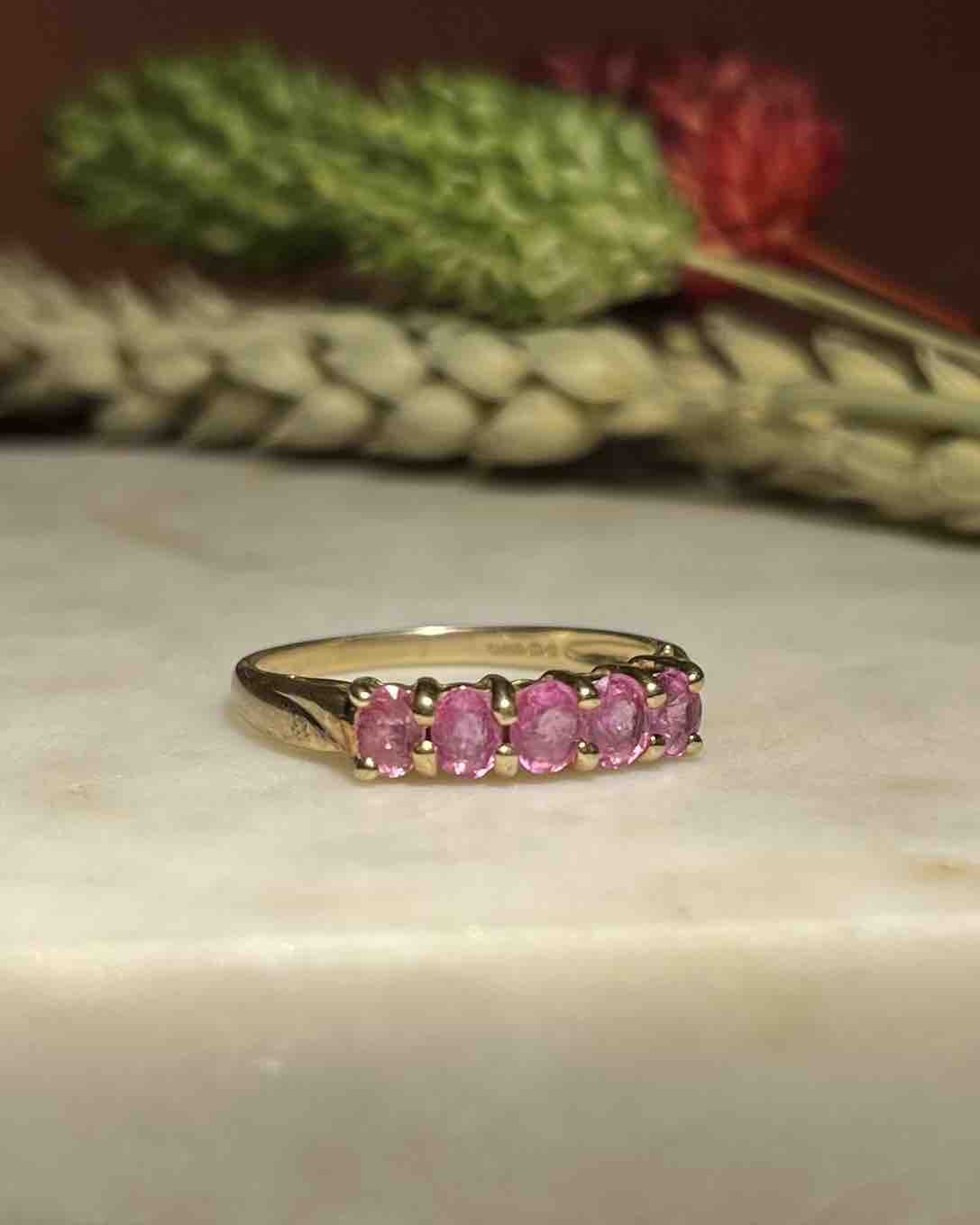 Half Wedding Band with Pink Sapphires "Kessy"