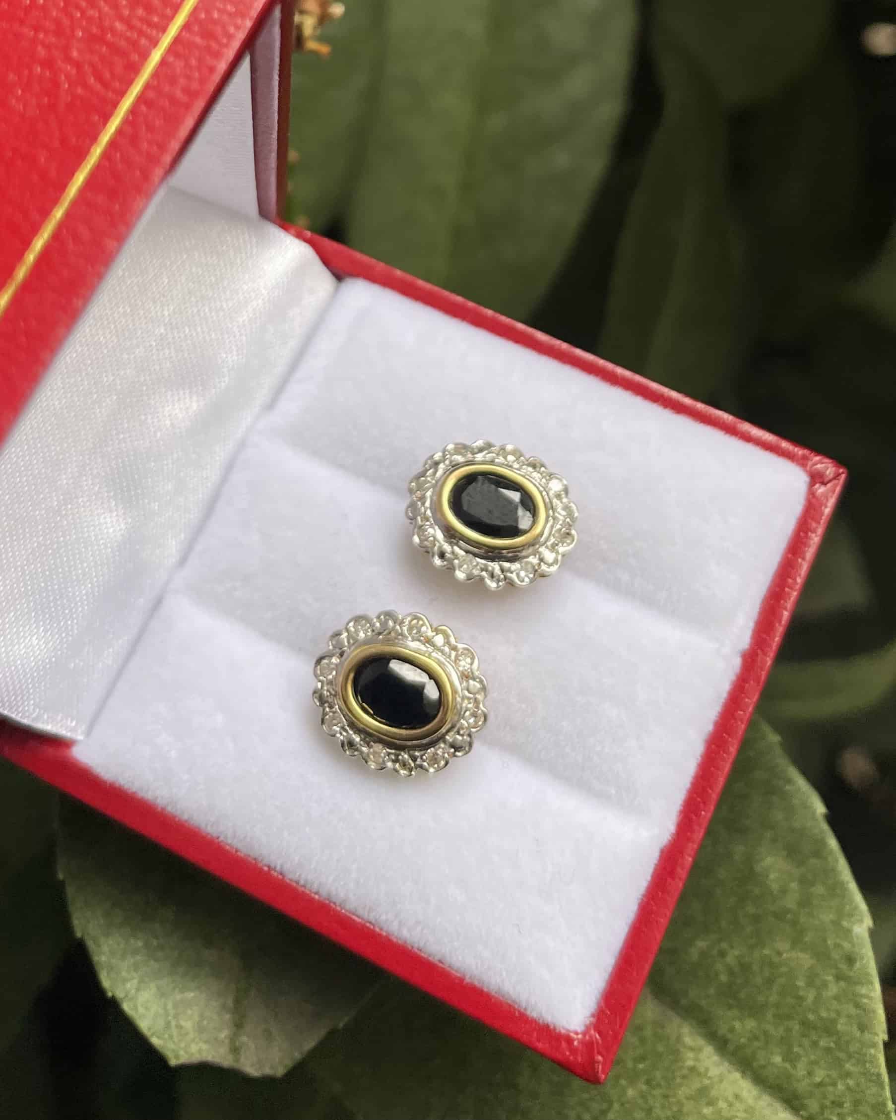 "Ezra" Sapphire & Diamond Daisy Earrings