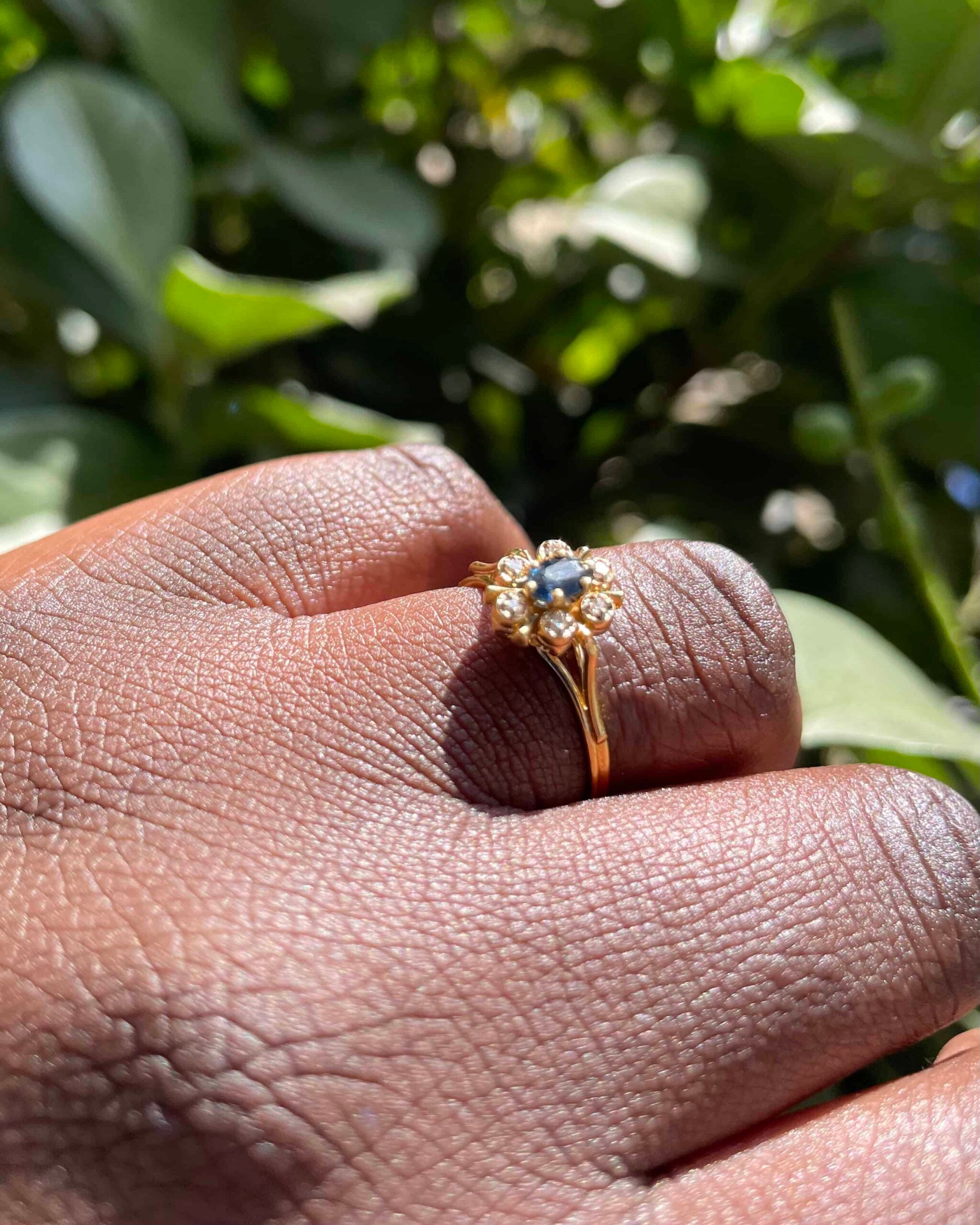 "Jemmie" Sapphire & Diamond Daisy Ring