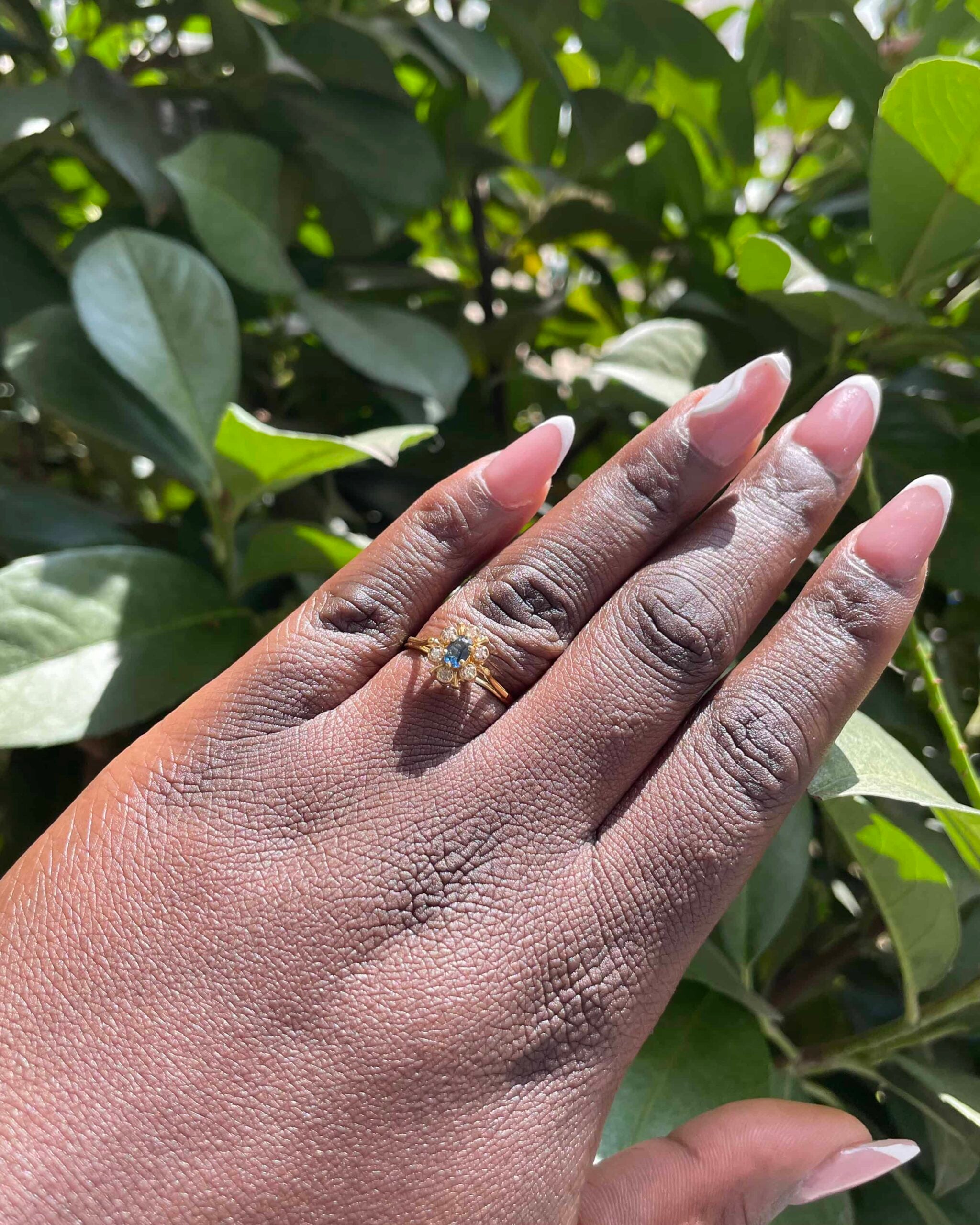 "Jemmie" Sapphire & Diamond Daisy Ring