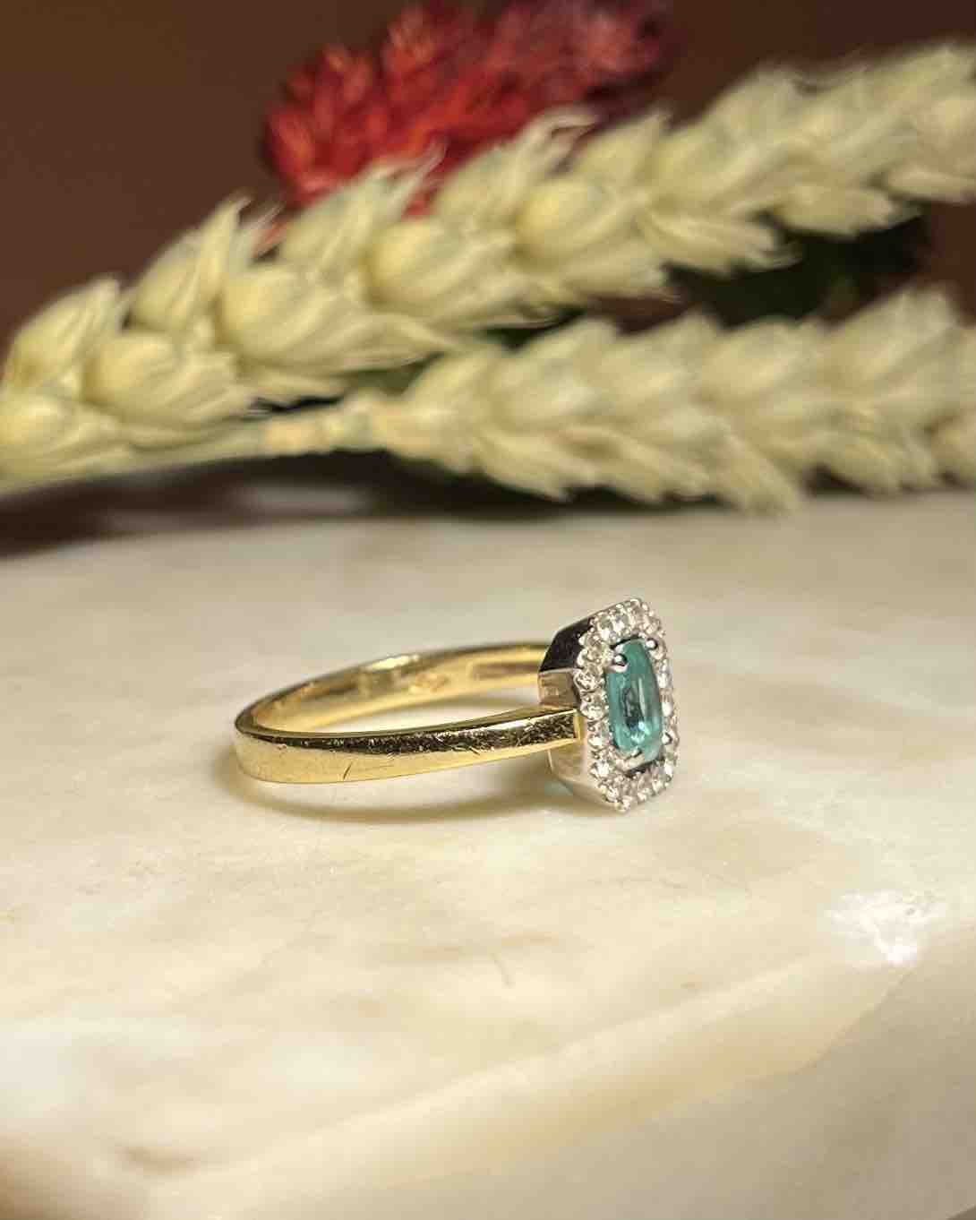 "Selena" Emerald and Diamond Daisy Ring