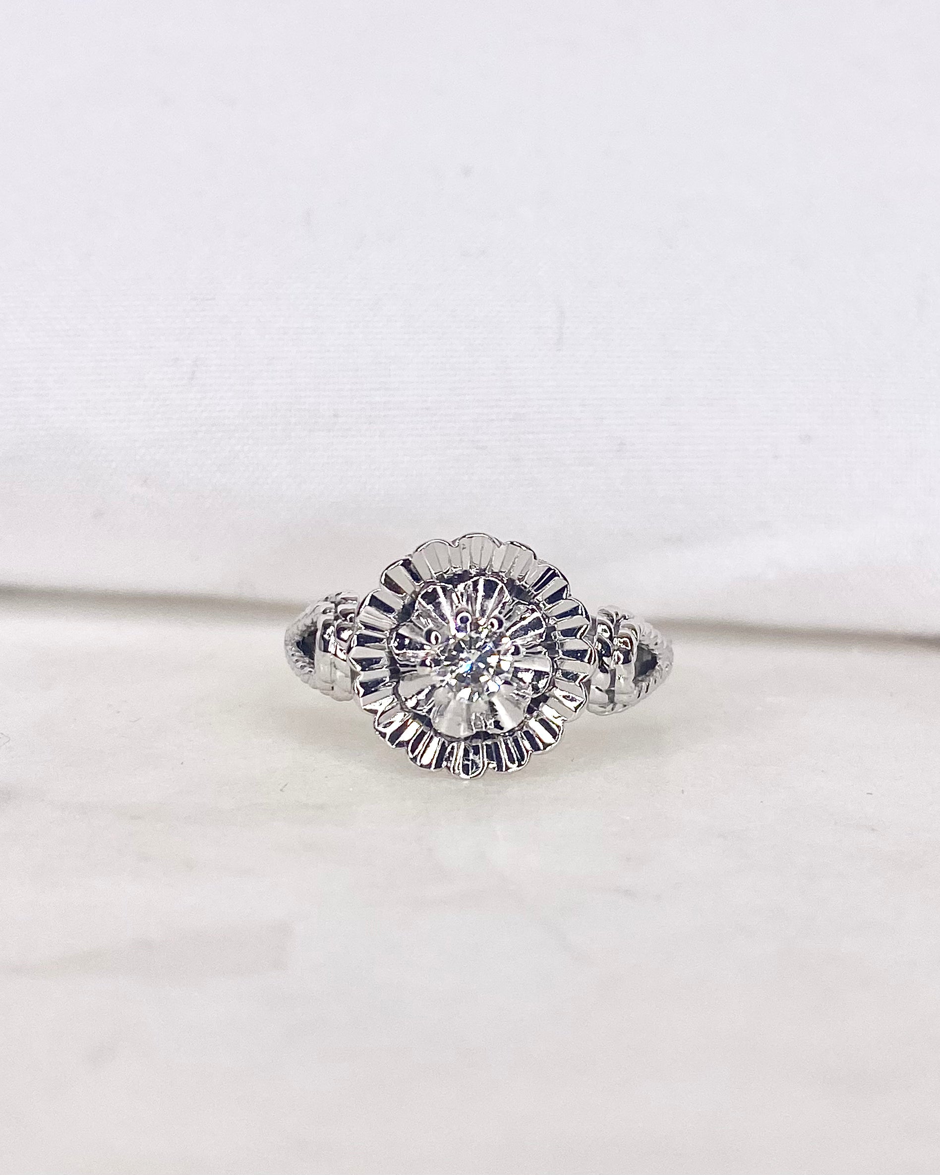 Bague Style Art-deco Solitaire Diamant "Rhea" - Elliade Paris