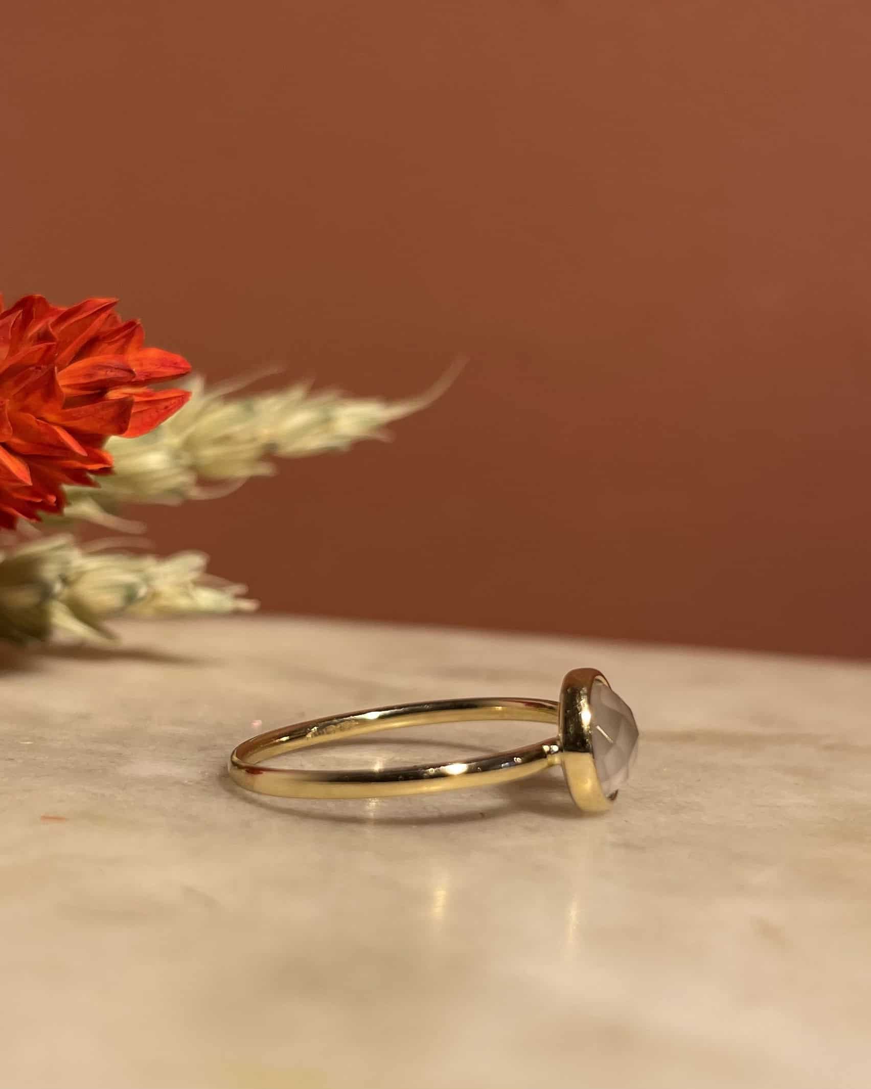 Bague Vintage Solitaire Quartz Rose "Imana"