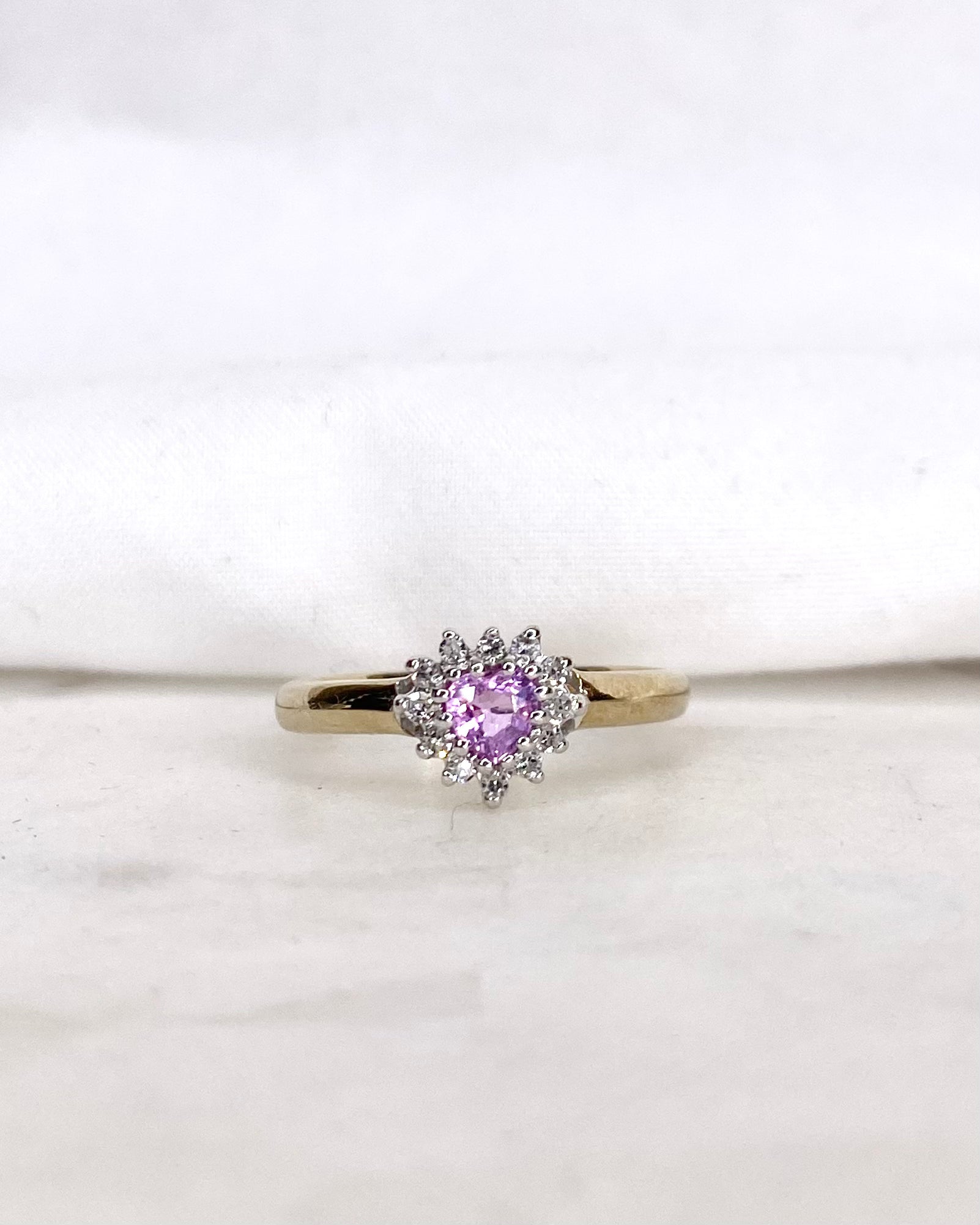 Bague Marguerite Cœur Saphir rose & Diamants "Chloé"