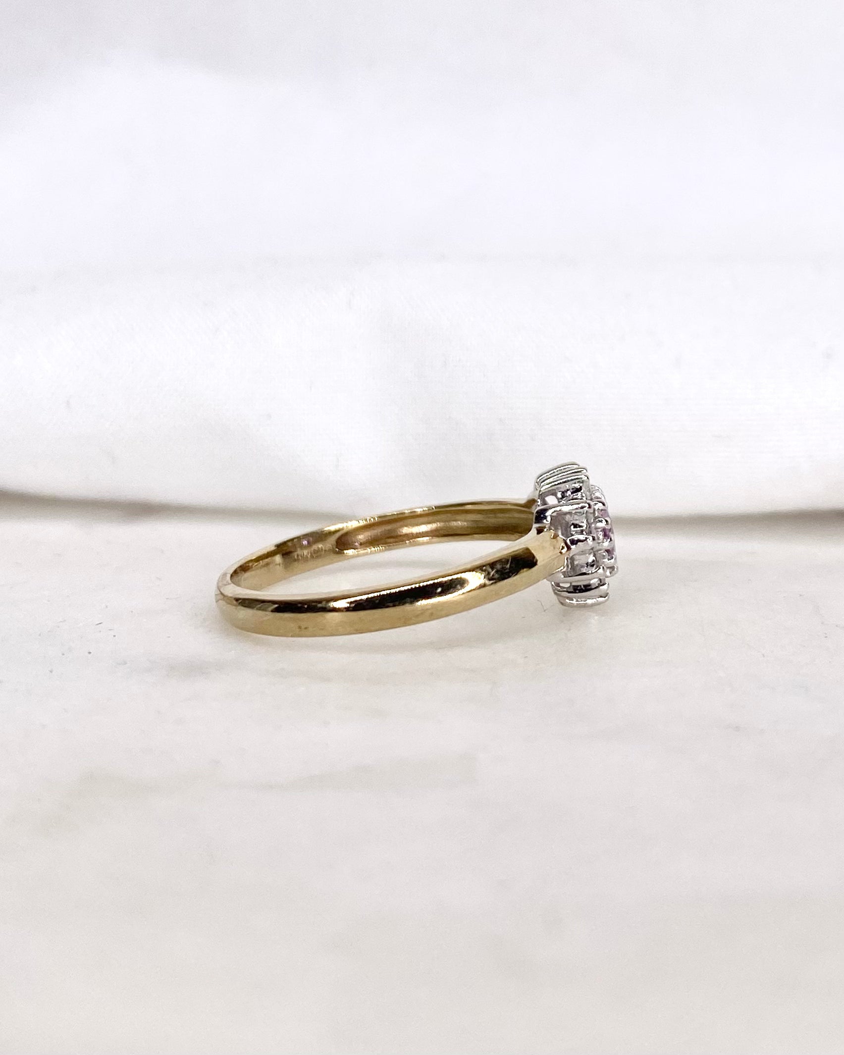 Bague Marguerite Cœur Saphir rose & Diamants "Chloé"