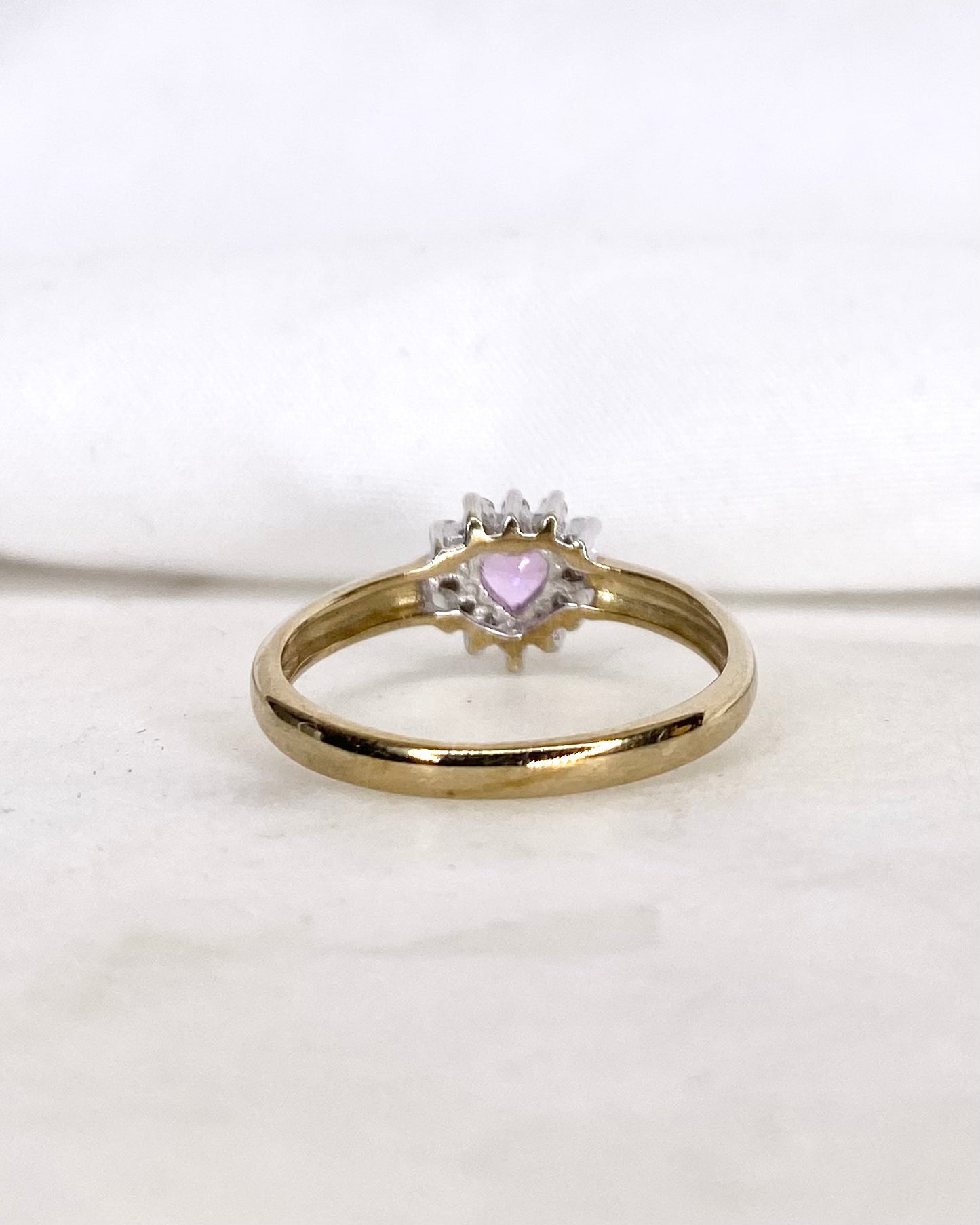 Bague Marguerite Cœur Saphir rose & Diamants "Chloé"