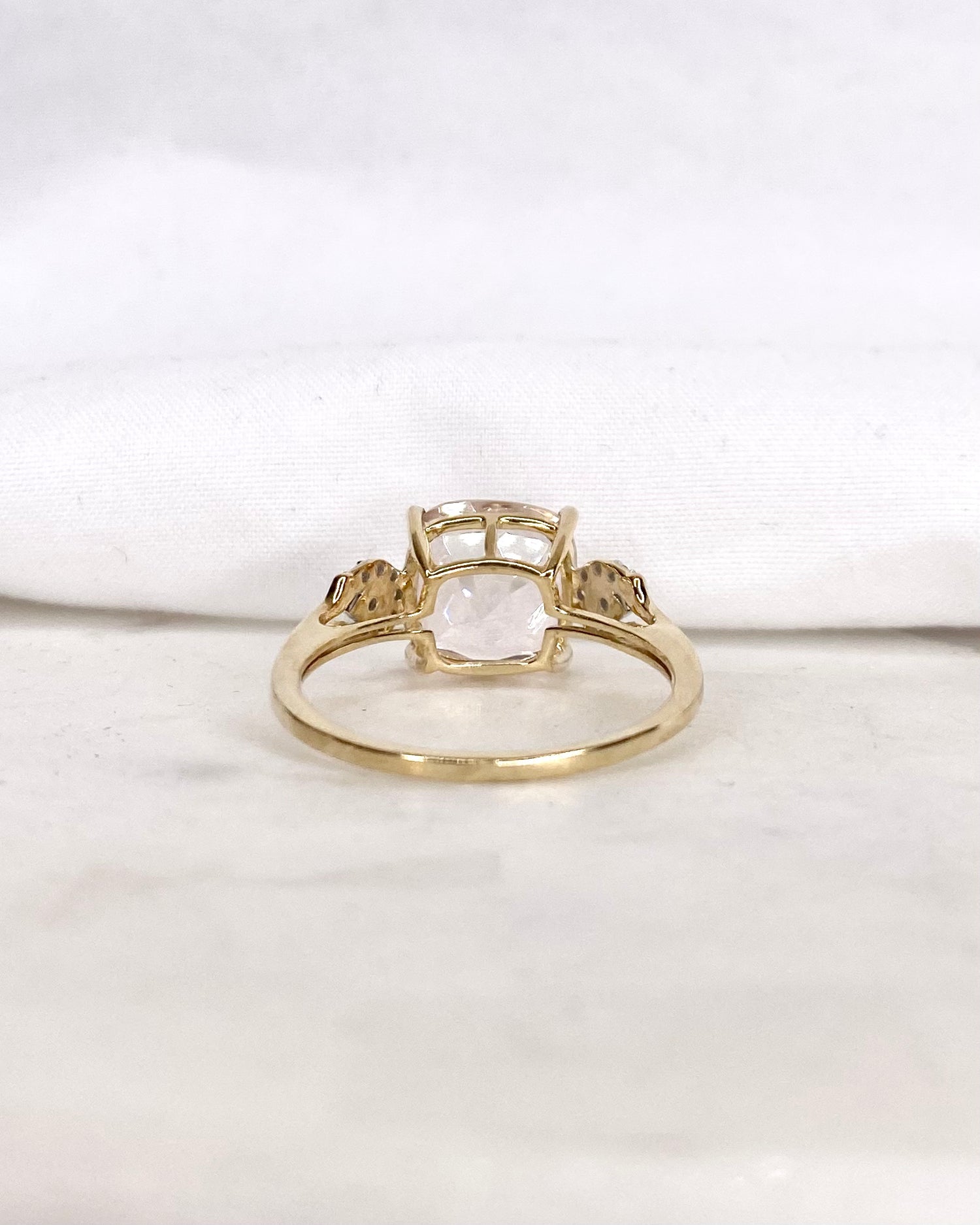 Bague Trilogie Topaze rose 6 carats & Diamants "Isabelle"
