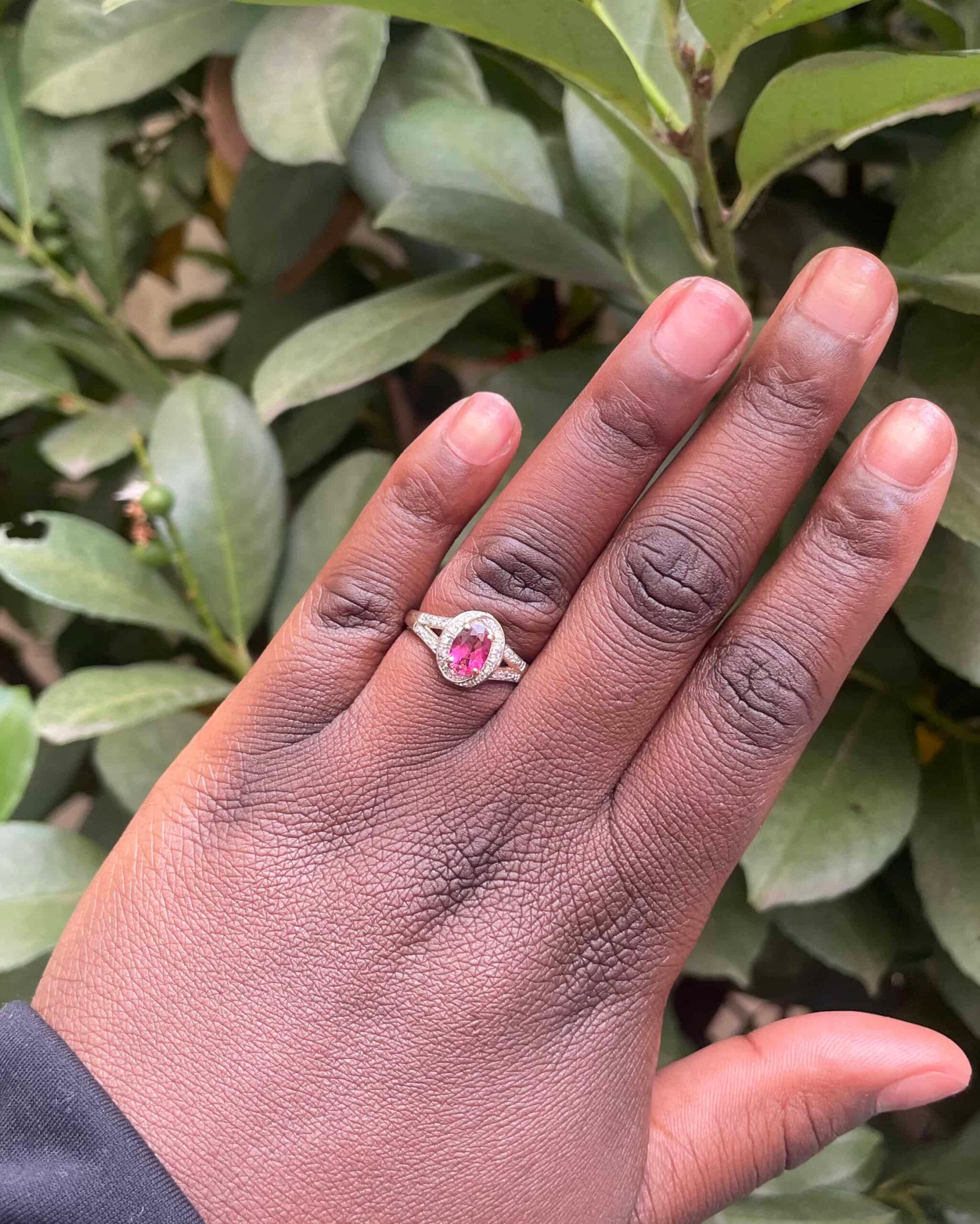 Bague Vintage Tourmaline Rose 1.35 carat & 22 Diamants "Orya"