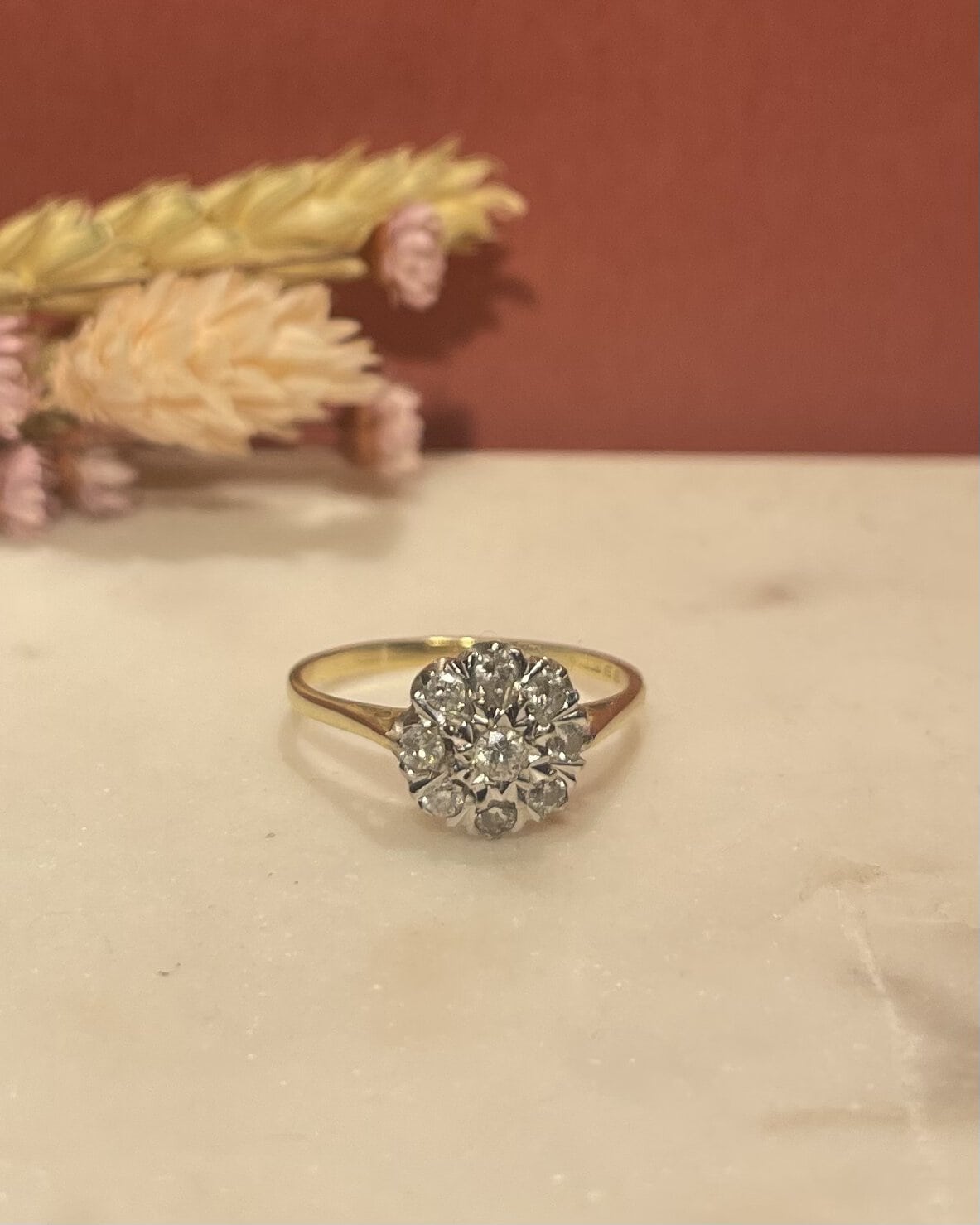 Anillo vintage Marguerite con 9 diamantes "Maeva"