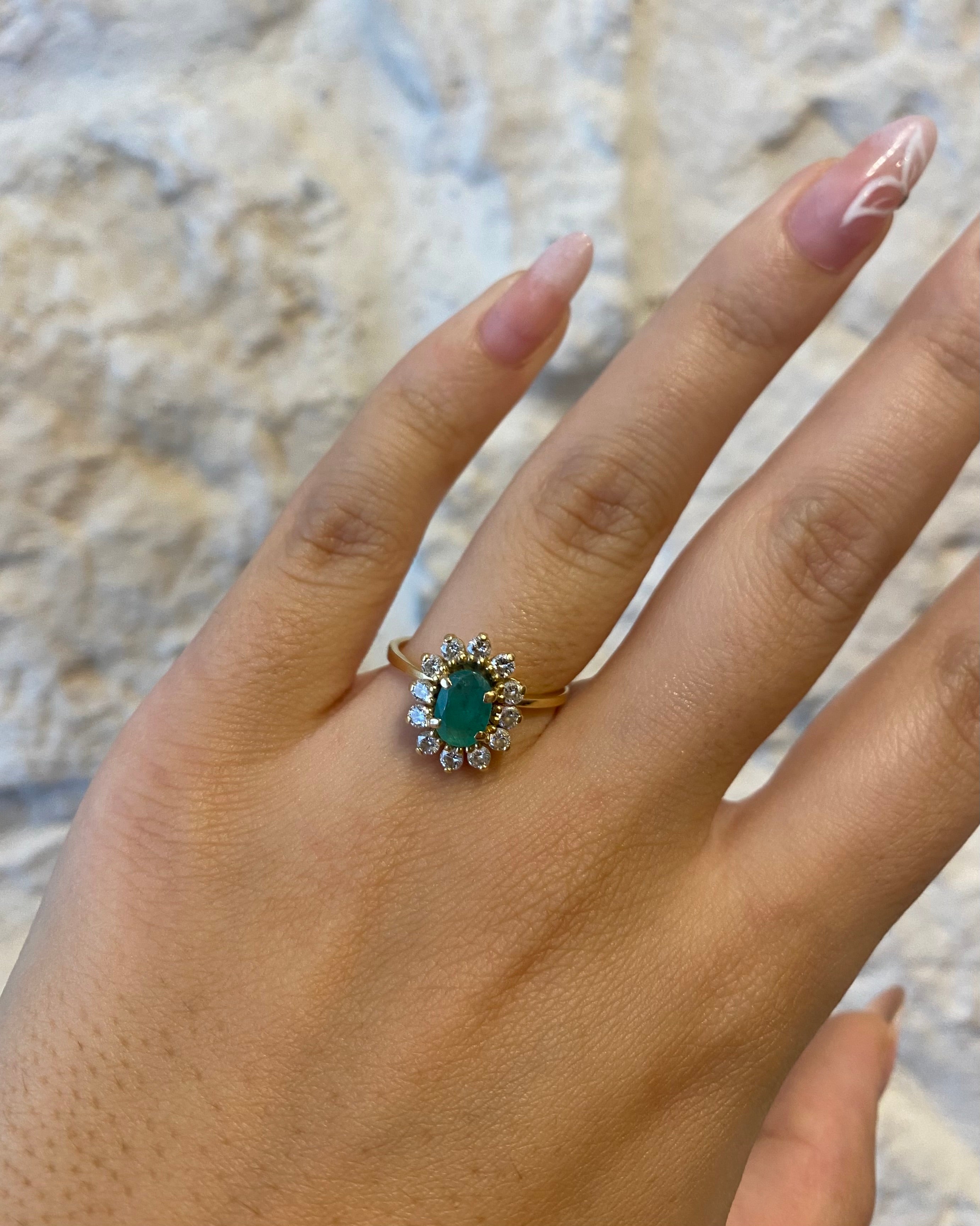 Bague Marguerite Émeraude 1 carat & Diamants "Elina"