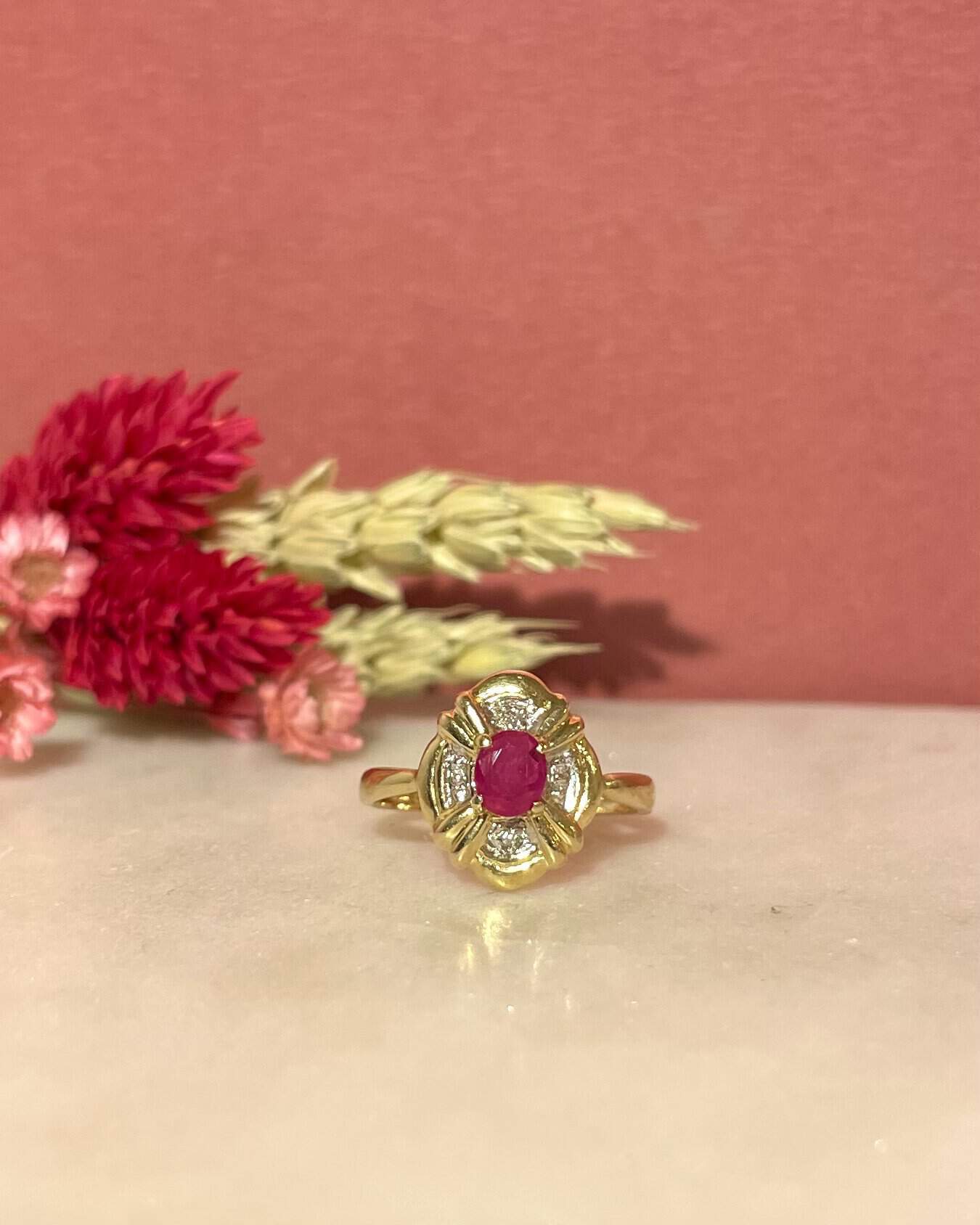 Art Deco Style Ruby and Diamond Ring "Coline"