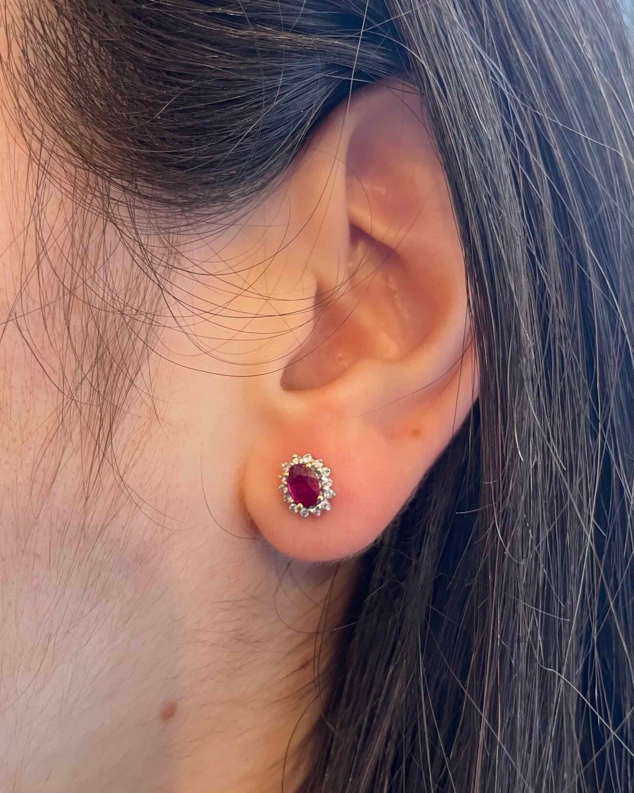 "Delilah" Ruby & Diamond Daisy Earrings