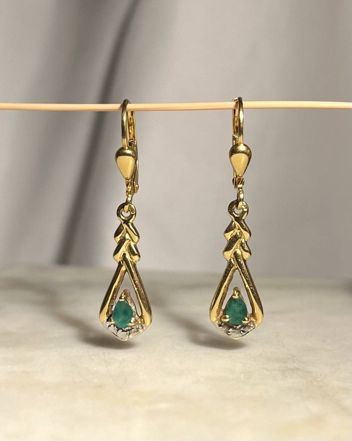 Emerald & Gold "Melody" Sleeper Earrings