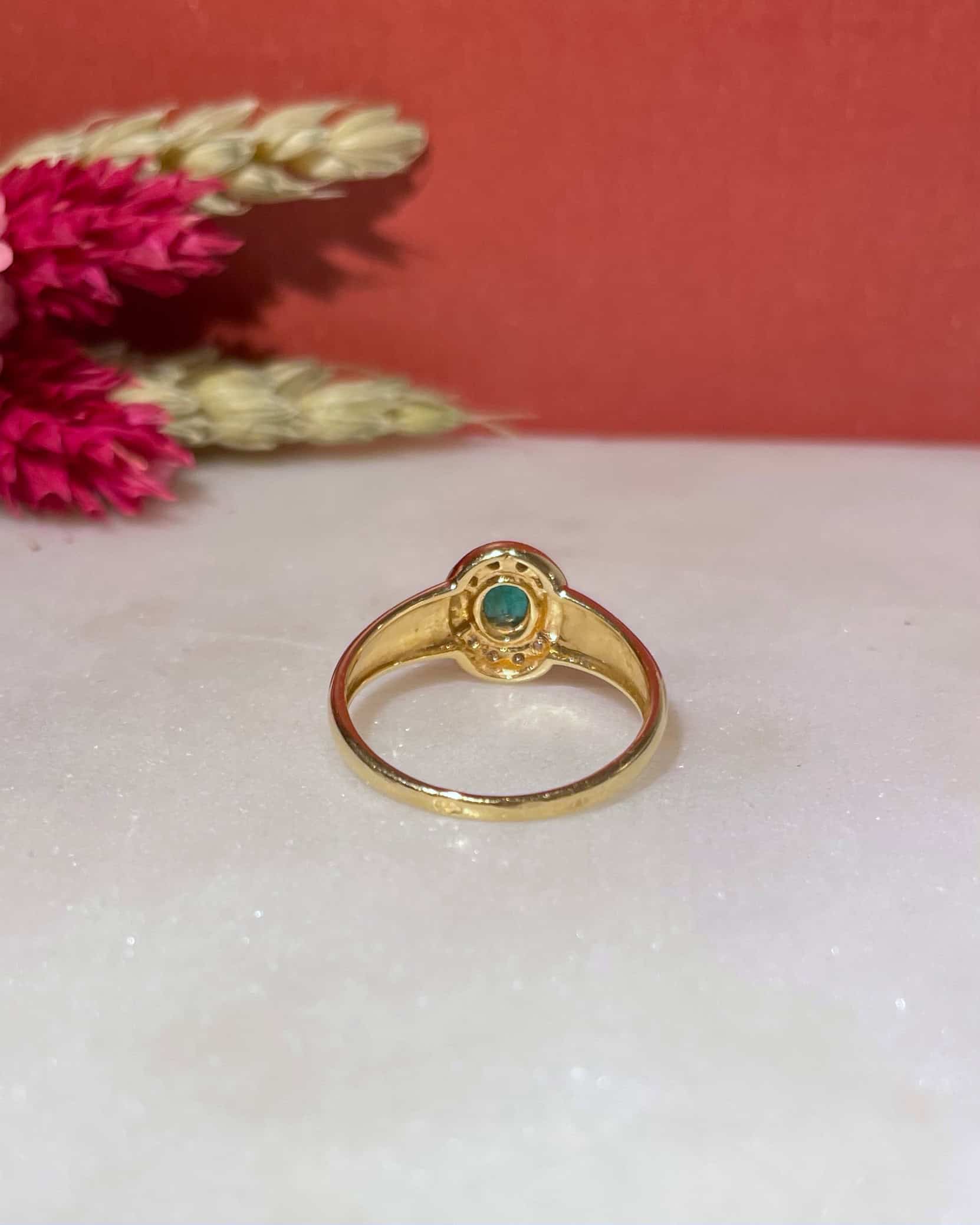 Bague Style Art-Déco Jonc Émeraude et Diamants "Aloïse"
