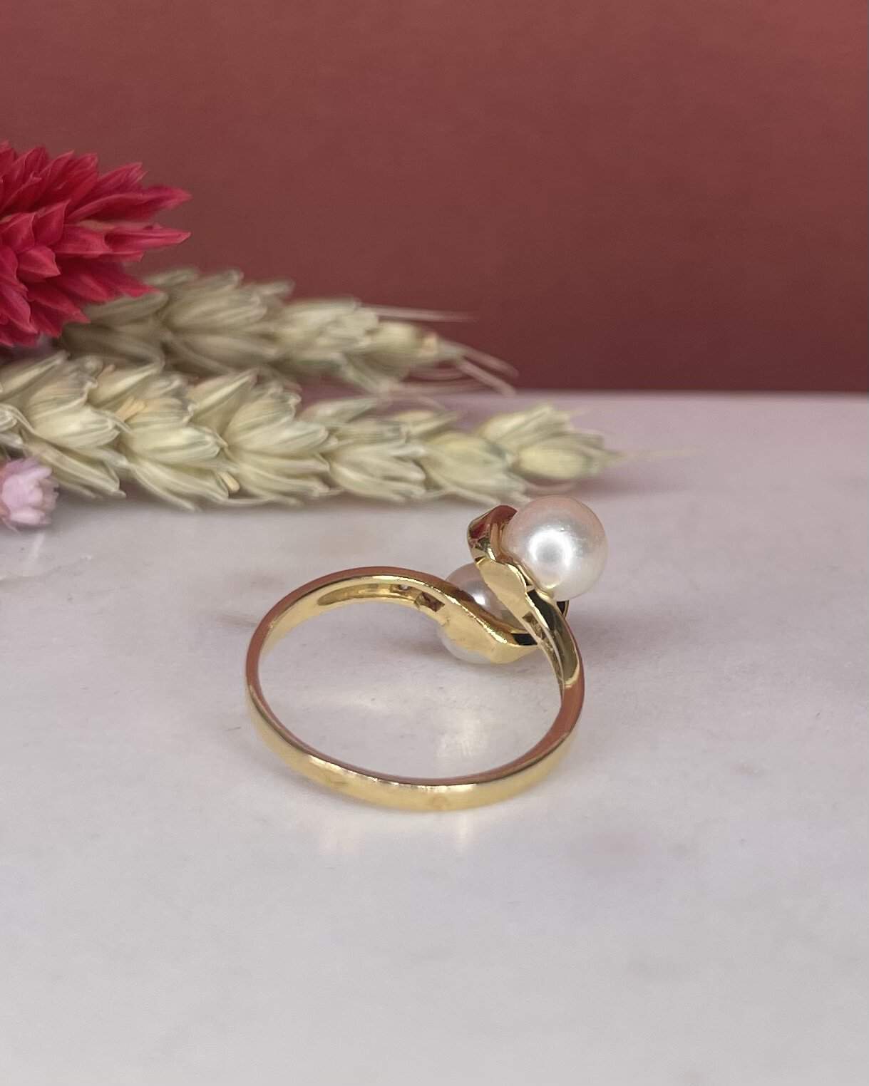 Bague Vintage Toi & Moi Perles & Diamants "Dana"