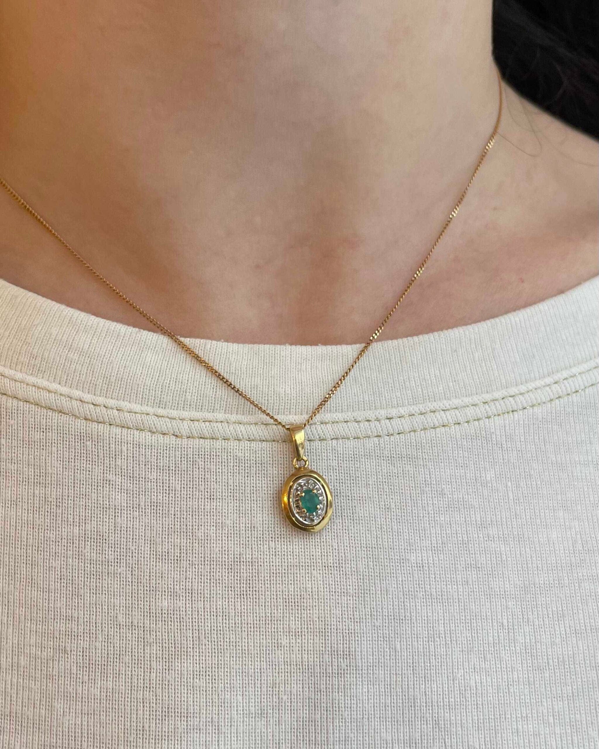 Pendentif Style Art-Déco Vintage Émeraude "Mayeva"