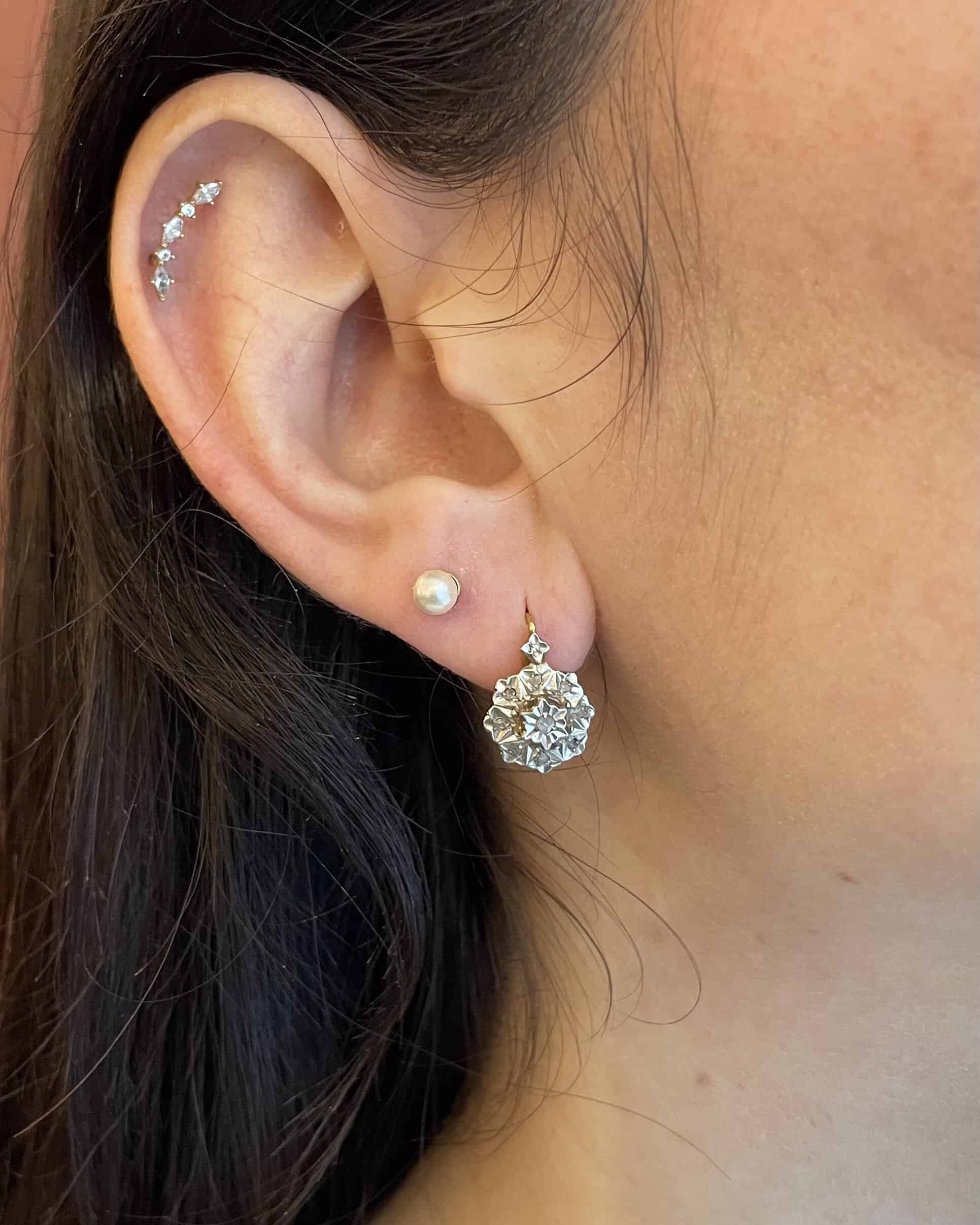 "Leilaa" Art Deco Diamond Sleeper Earrings