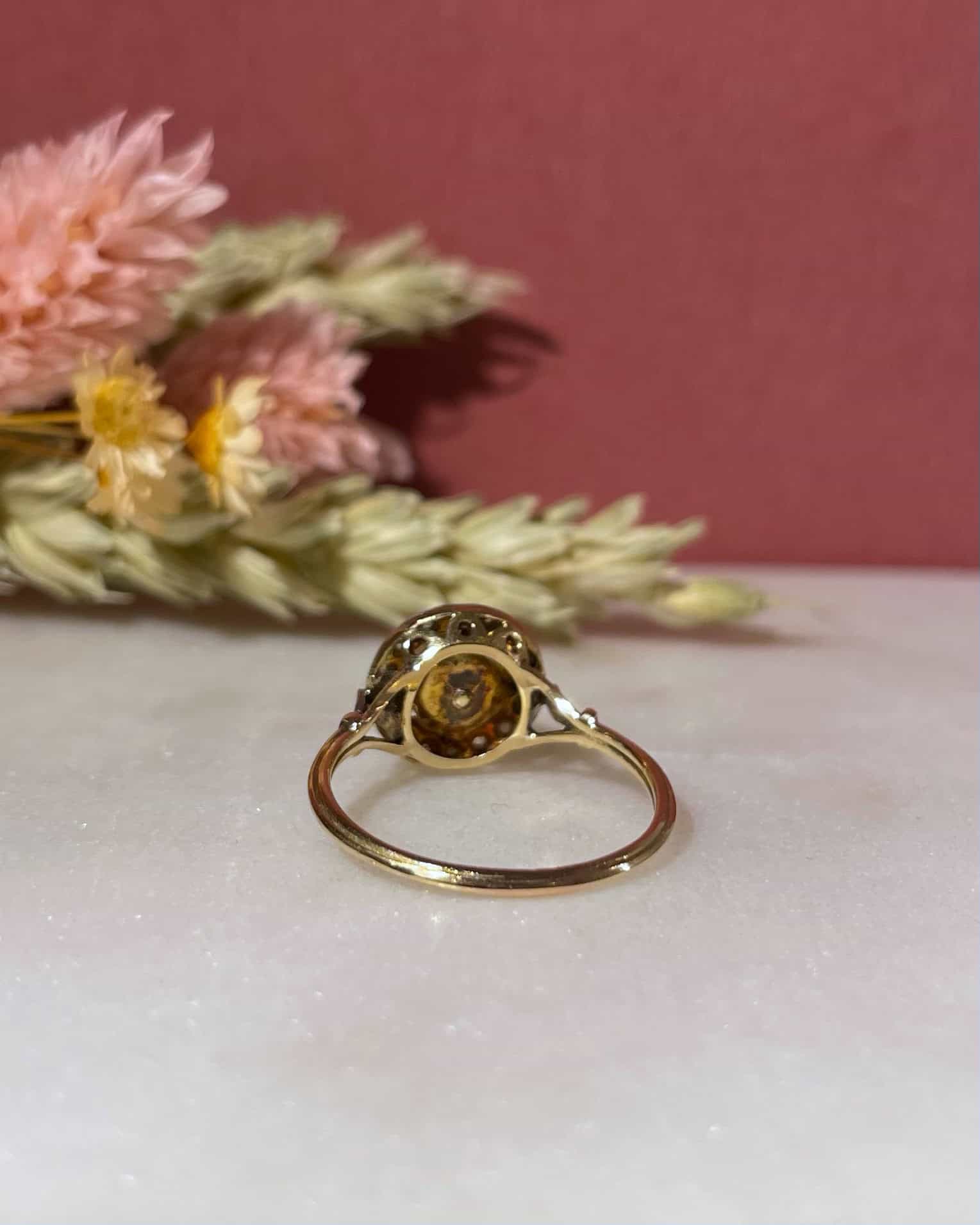 Bague Marguerite Art-Déco Perle & Diamants "Helene"