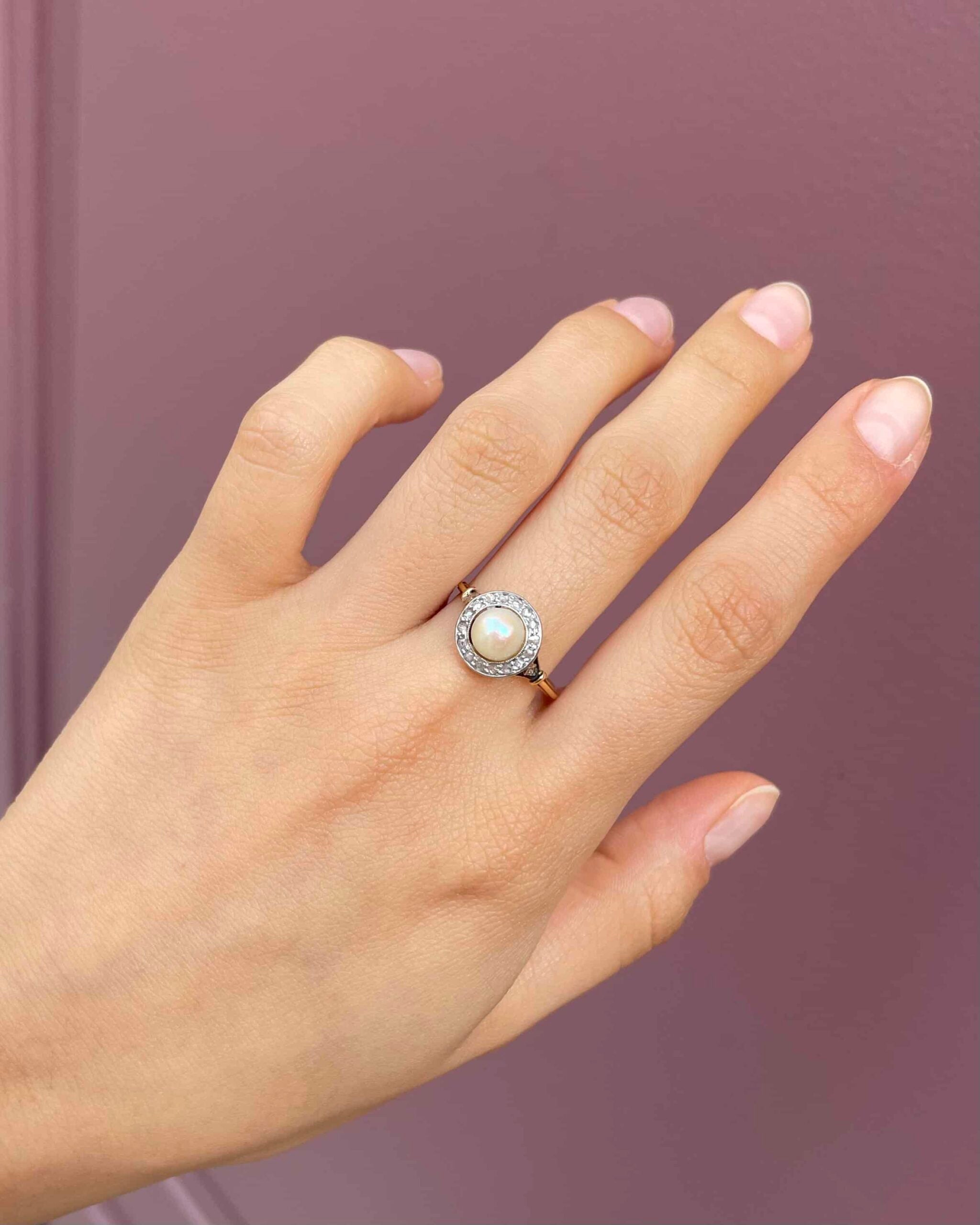 Bague Marguerite Art-Déco Perle & Diamants "Helene"