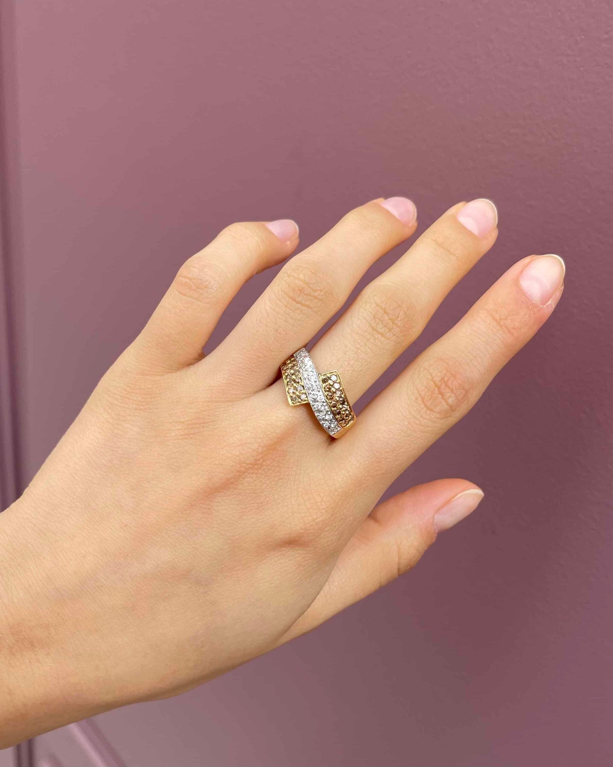 Bague Jonc 47 Diamants Cognac & Incolor "Ruth"