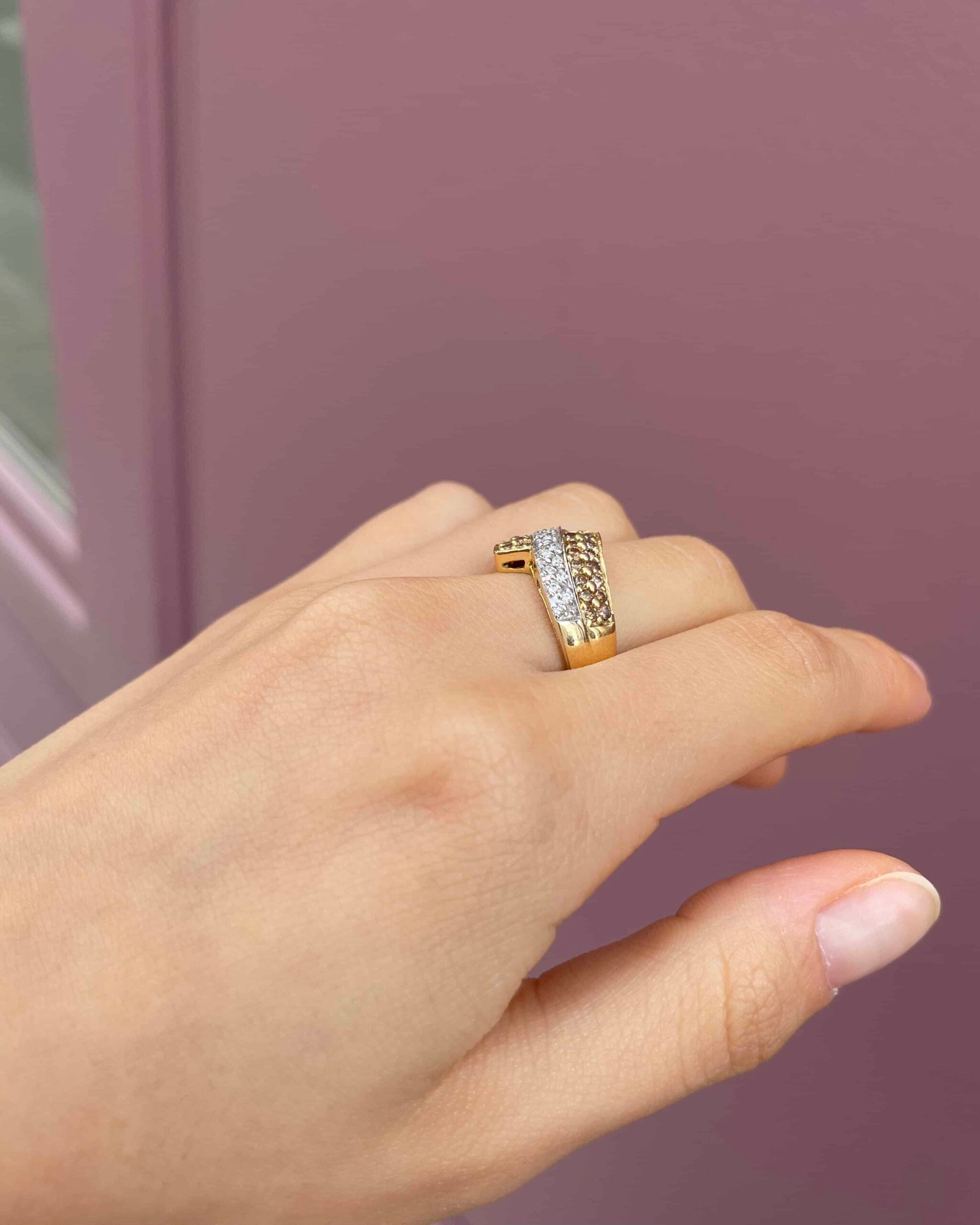 Bague Jonc 47 Diamants Cognac & Incolor "Ruth"