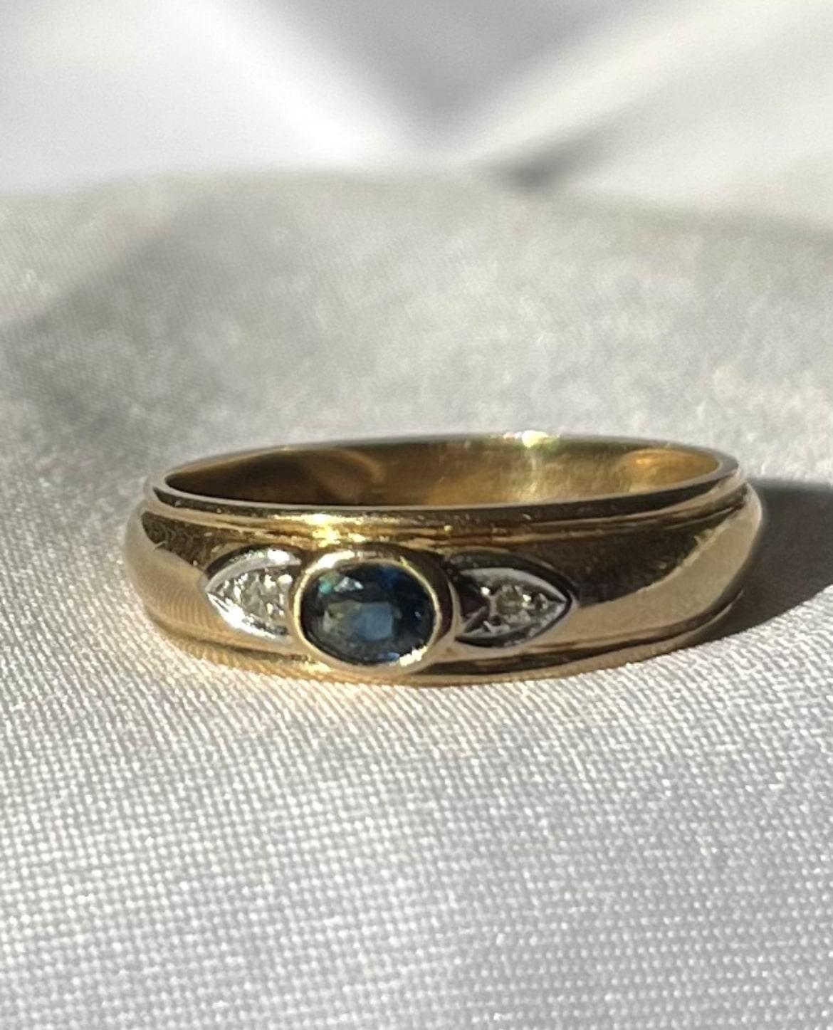 Bague Vintage Jonc saphir & diamants "Tessa"