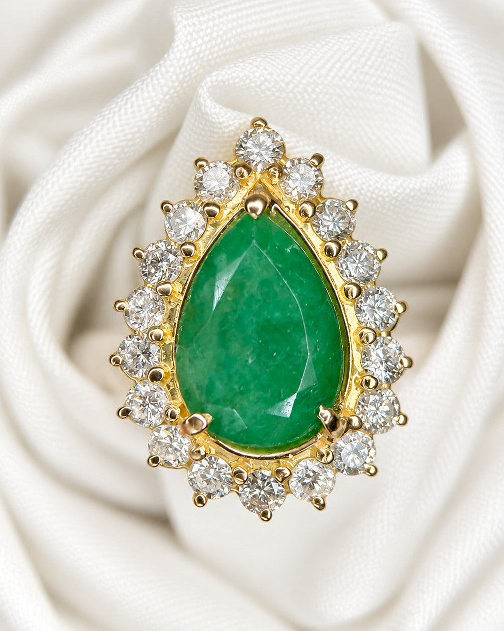 Bague Marguerite Émeraude 3.31 carats & Diamants 0.90 carat 4.9g "Pénélope"