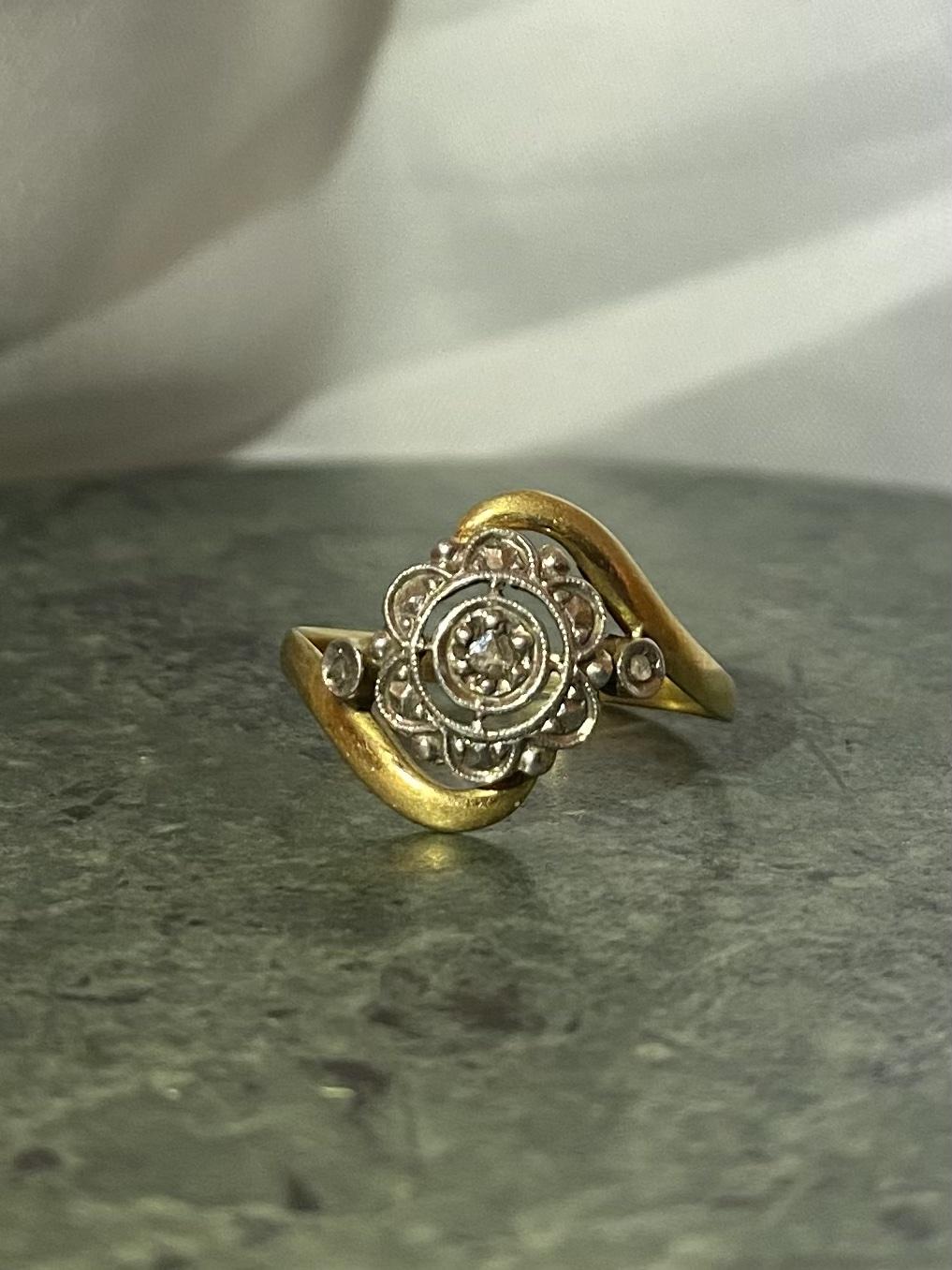 Art-deco & Diamond Tourbillon Ring “Manela”