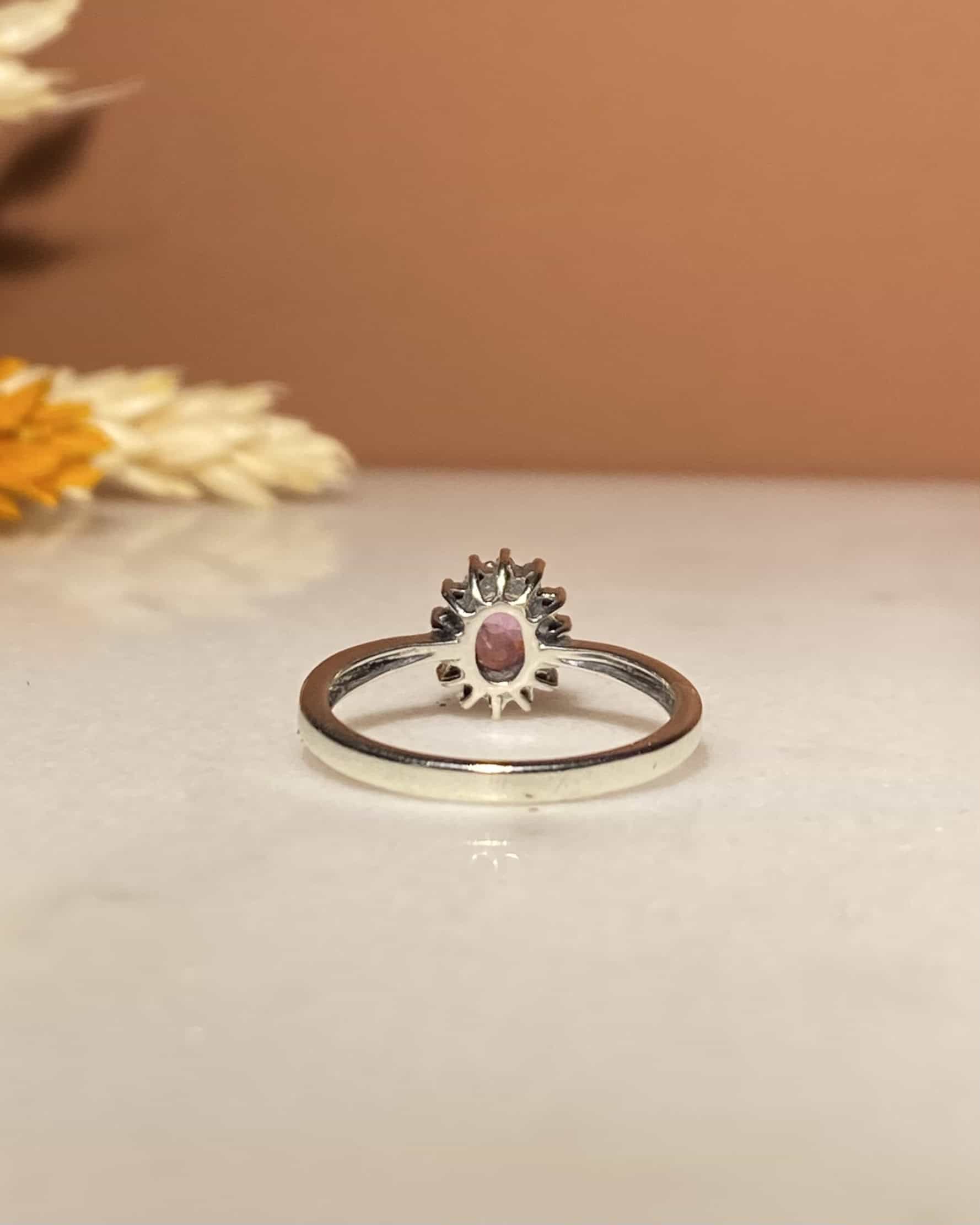 Bague Marguerite Saphir rose & Diamants "Elizabeth"