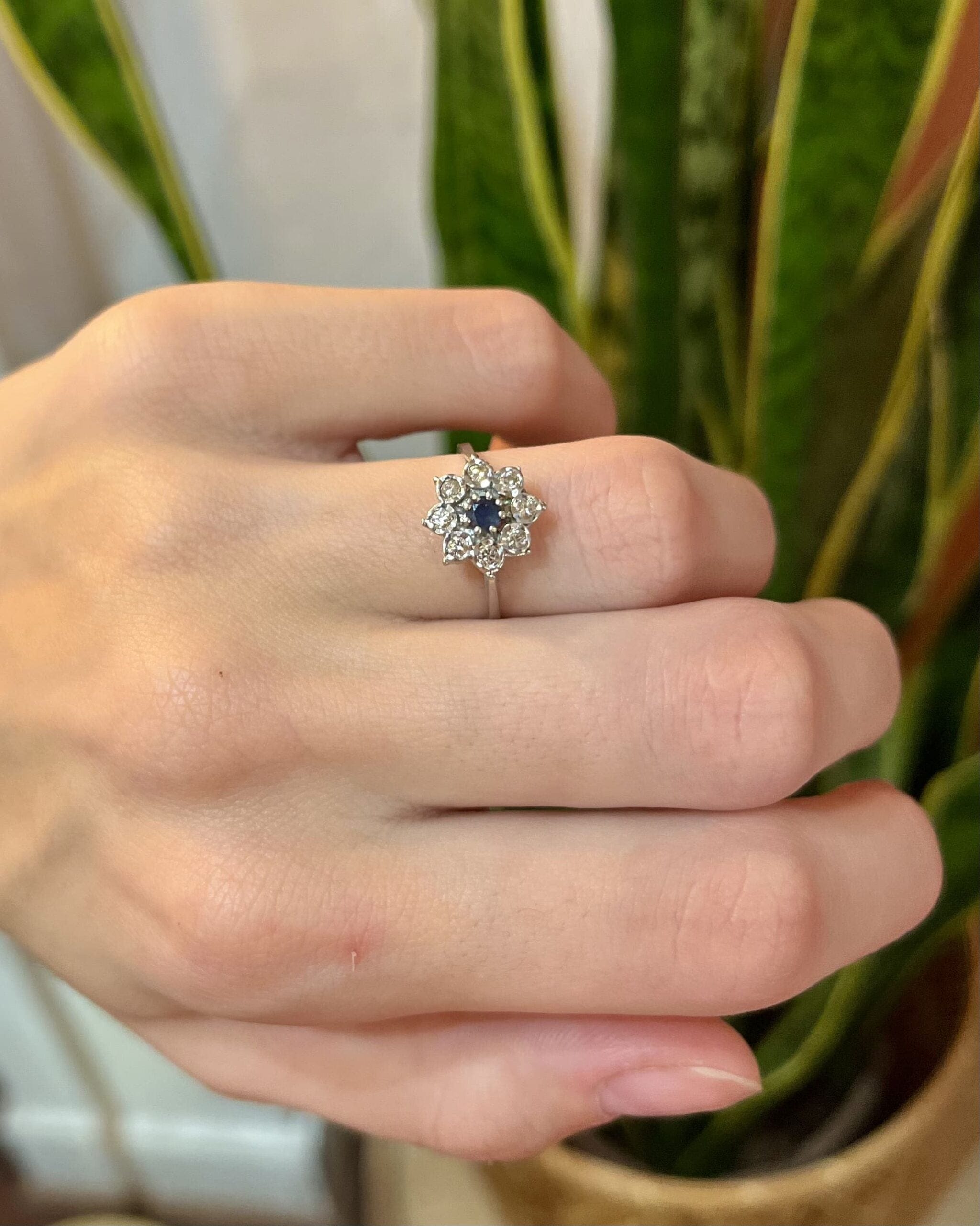 "Rohana" Sapphire & 8 Diamond Daisy Ring