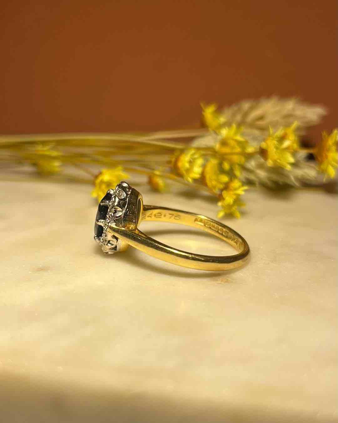 "Moira" Sapphire & Diamond Daisy Ring