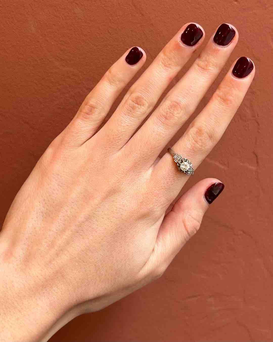 Art Deco Ring with a Half Carat Central Diamond "Mona"