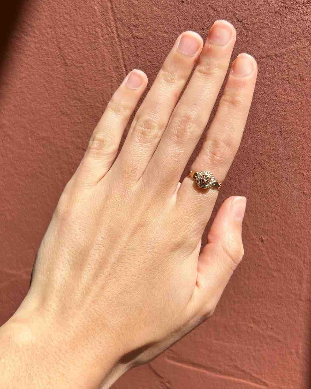 "Odessa" Diamond & Pearl Daisy Ring