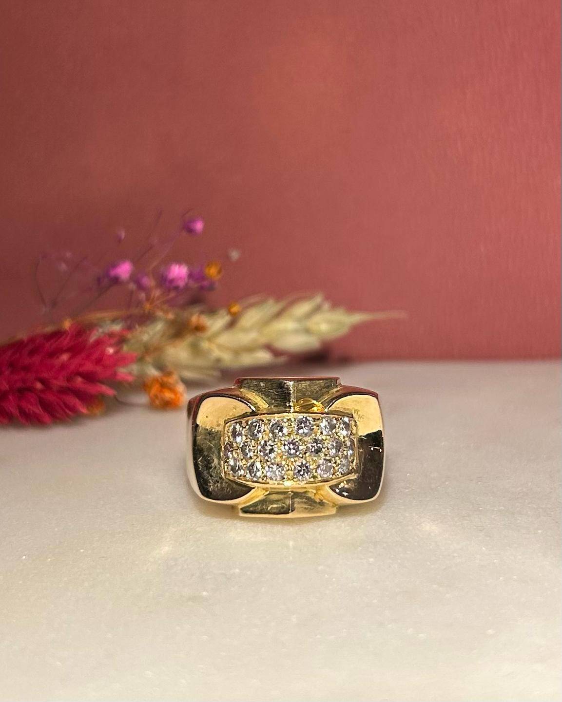 Bague Tank Vintage 19 Diamants "Madelynne" - Elliade Paris