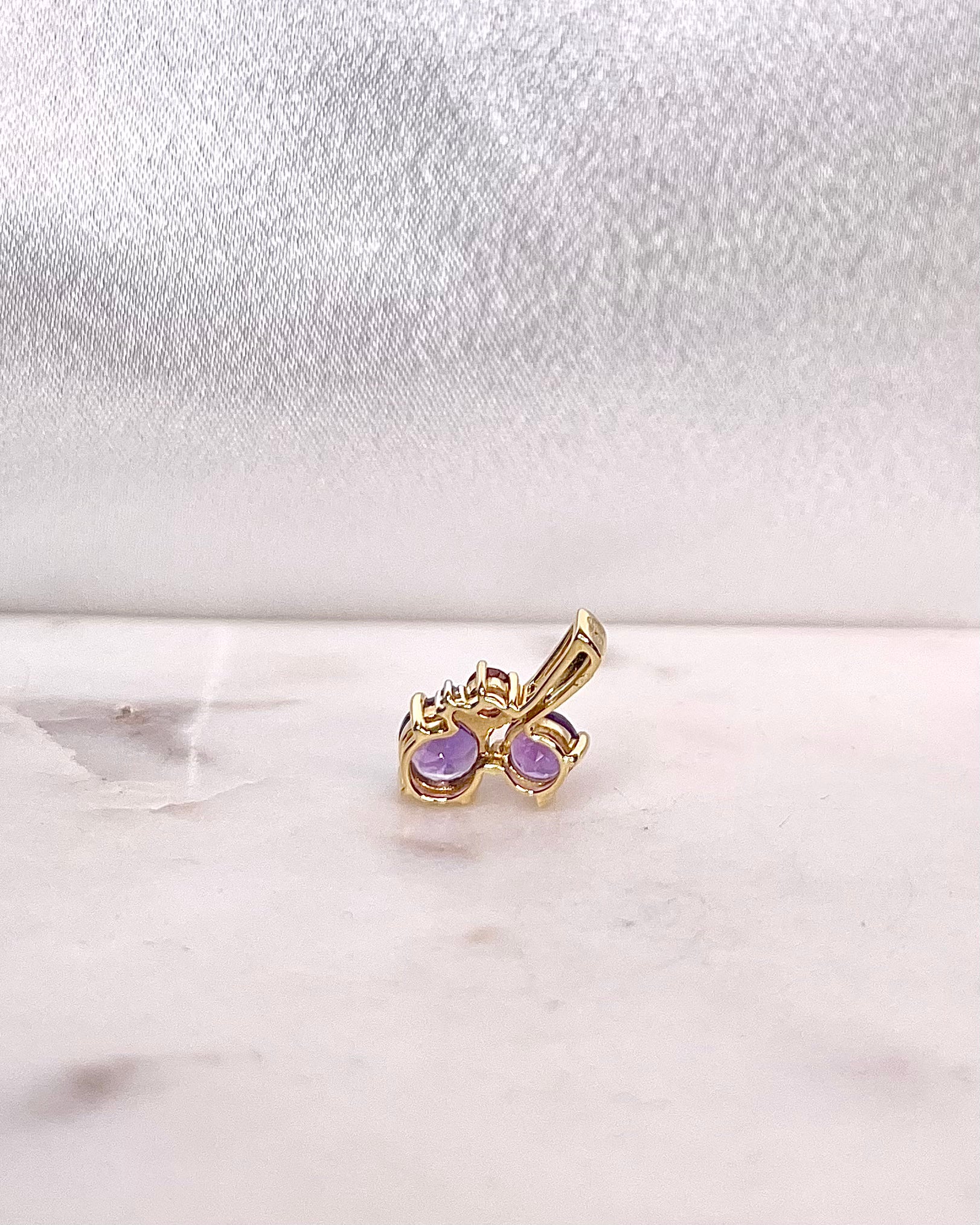 Pendentif Améthystes 1.45 carat, Grenat & Diamant "Aubane"