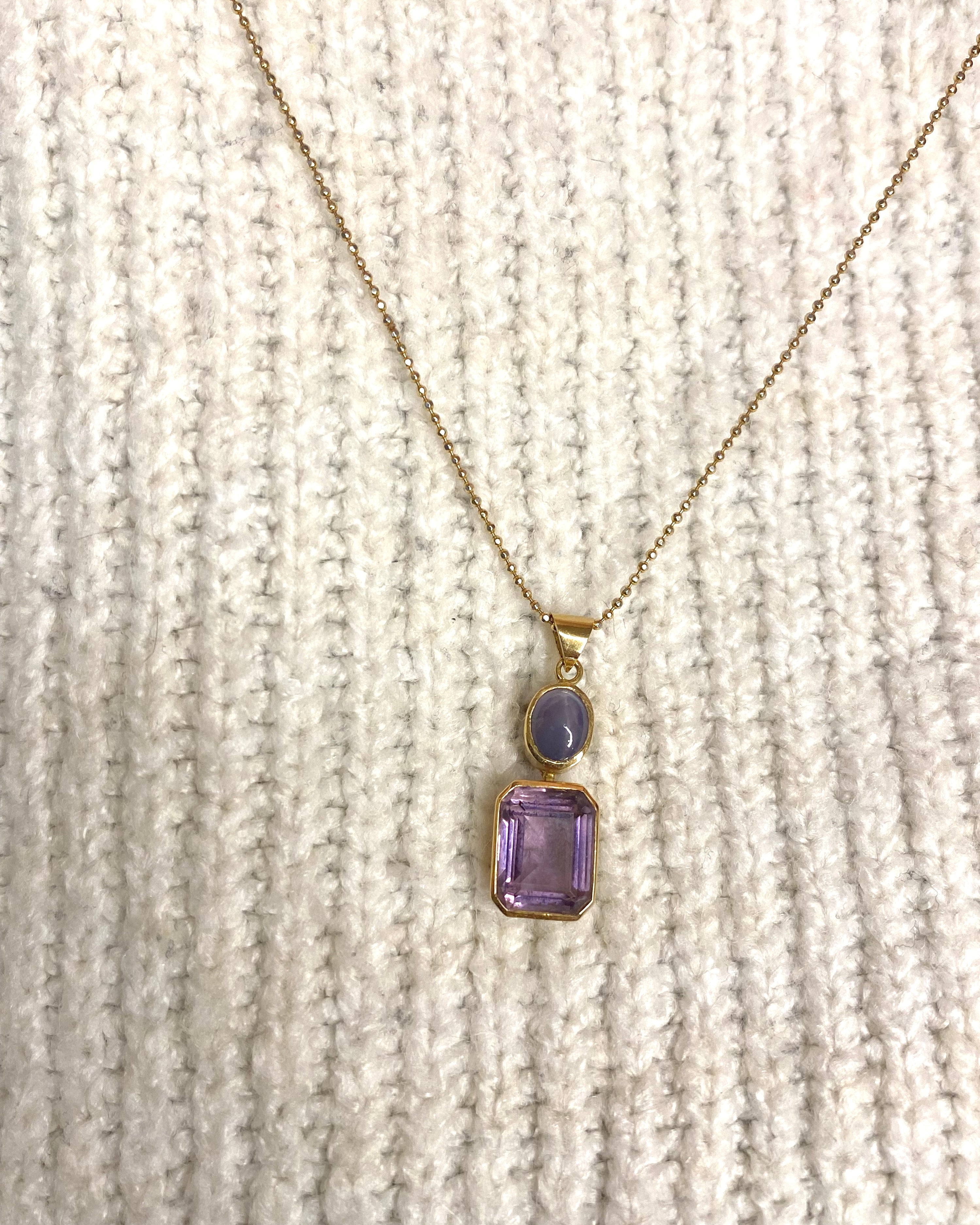 Pendentif Améthyste 3.55 carats & Saphir Étoilé "Fiona"