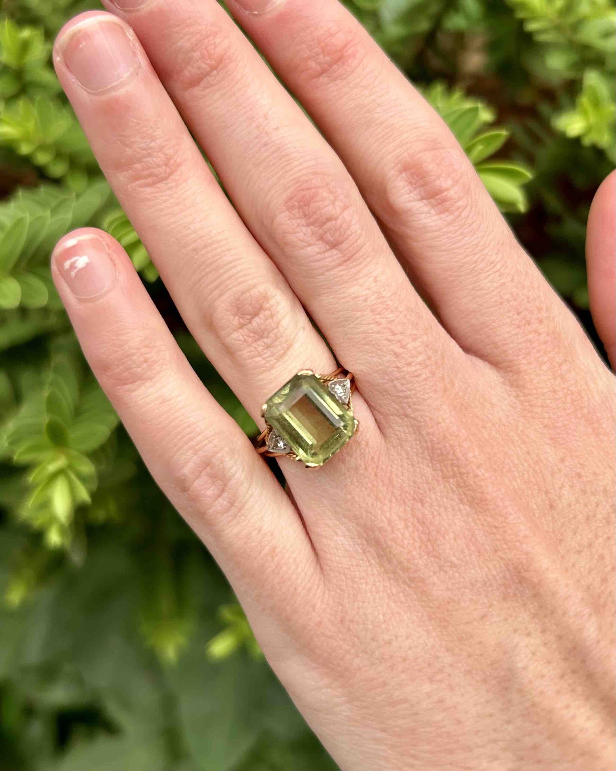 5 Carat Prasiolite & Diamond Cocktail Ring "Soline"