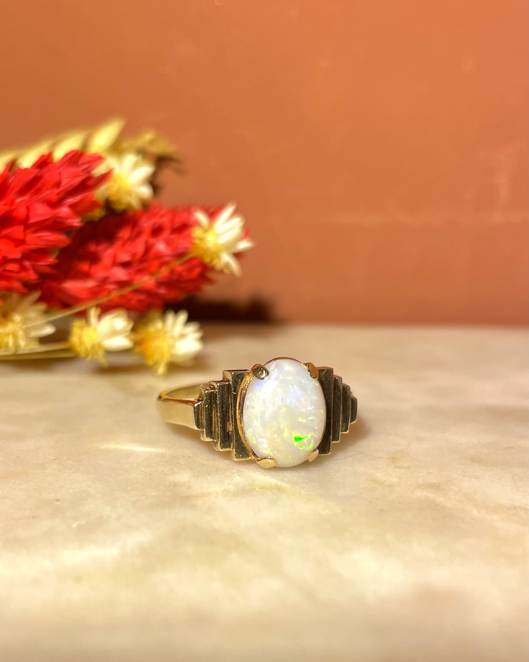 Anillo brazalete de ópalo art déco "Jany" de 1 quilate