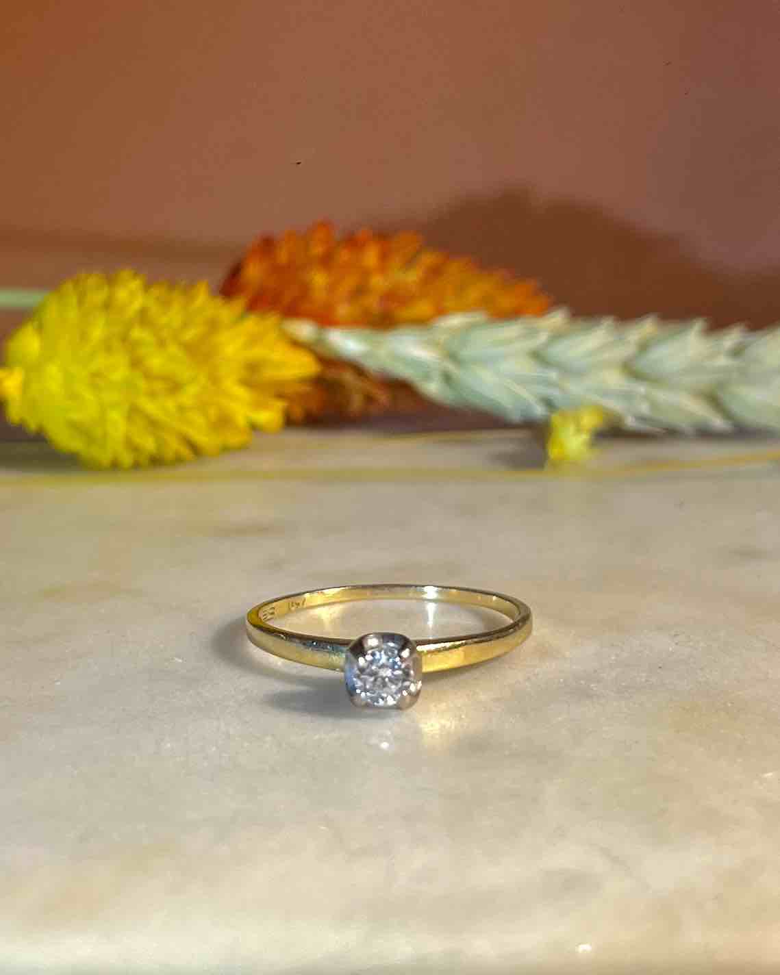Bague solitaire diamant Vintage "Ninon"