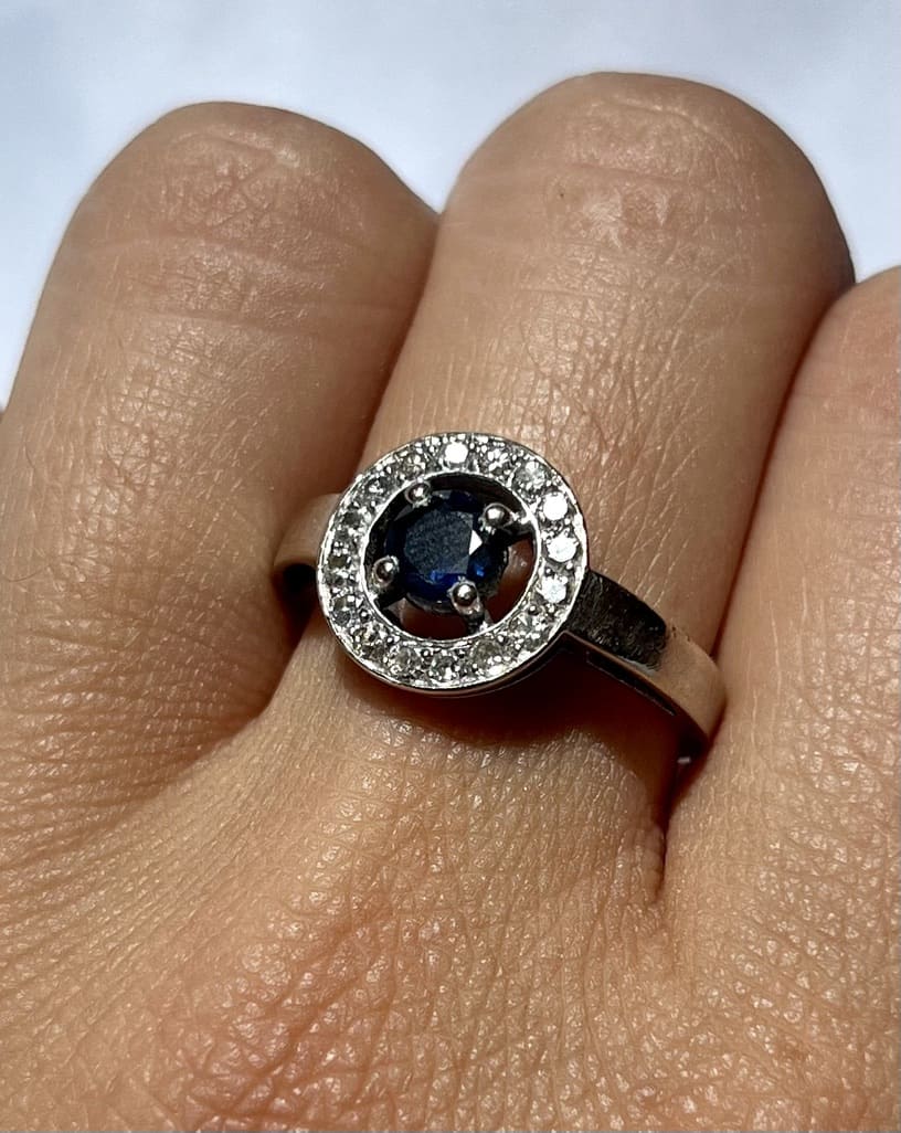 Bague saphir & diamants vintage "Romane"