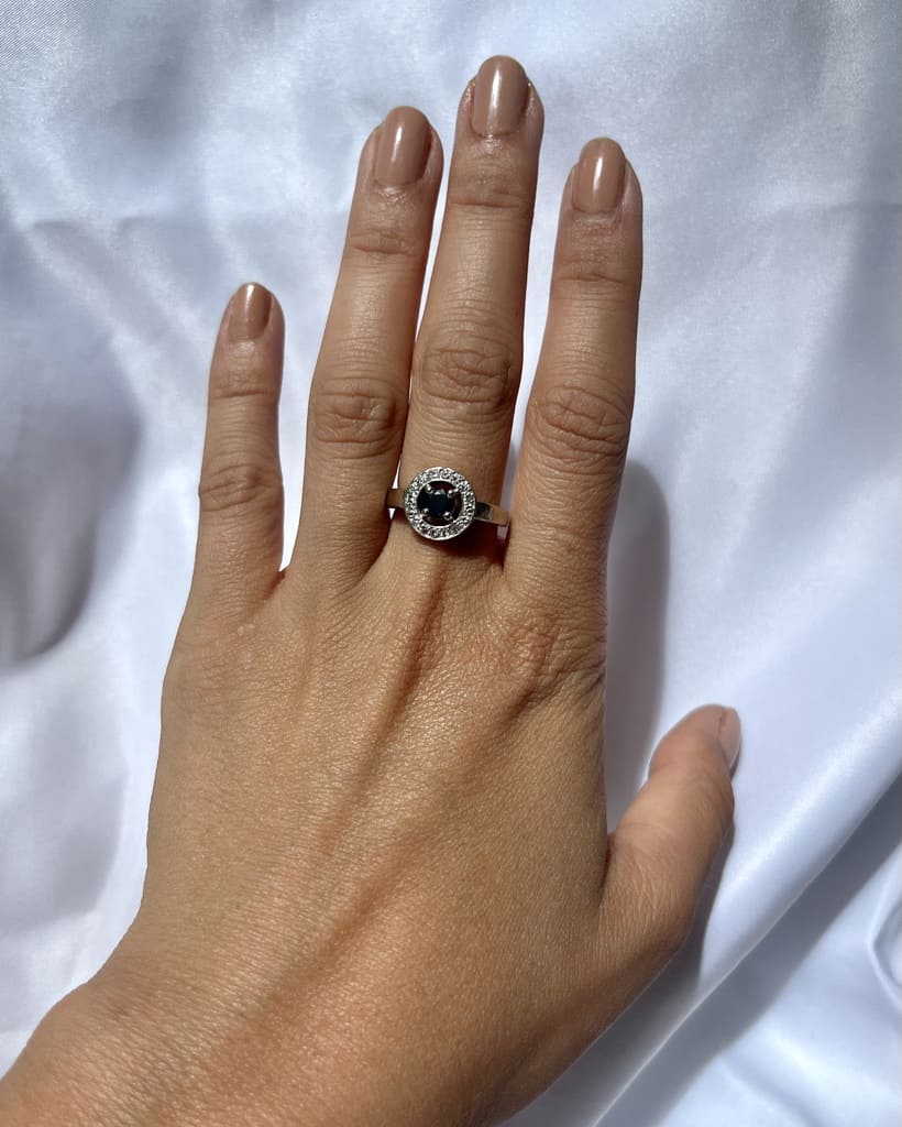 Bague saphir & diamants vintage "Romane"